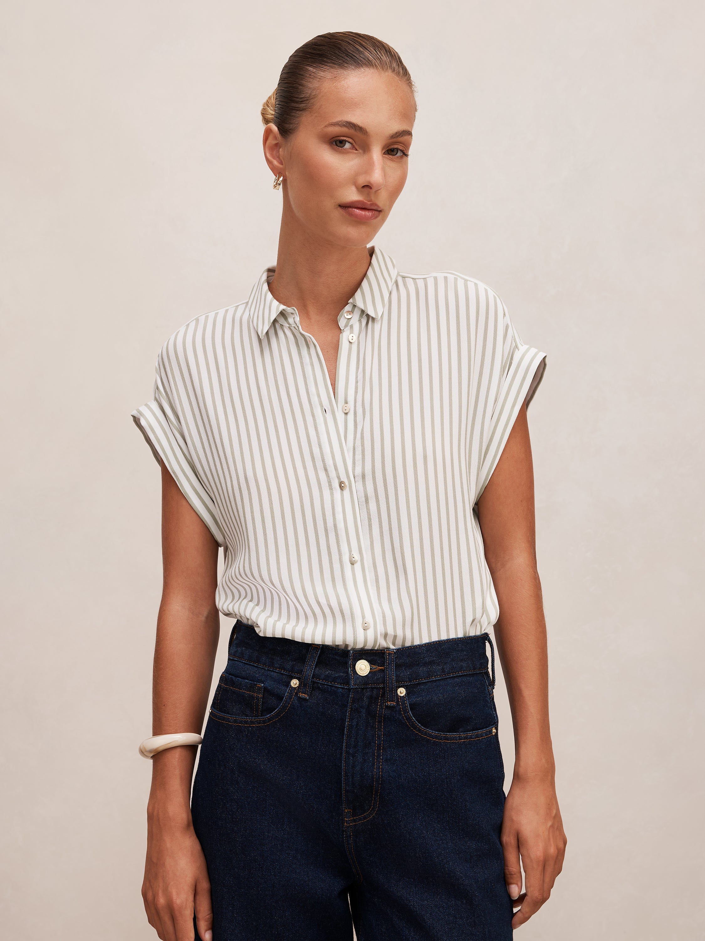 Buy Rhea Striped Shirt - Green - Online | Forever New