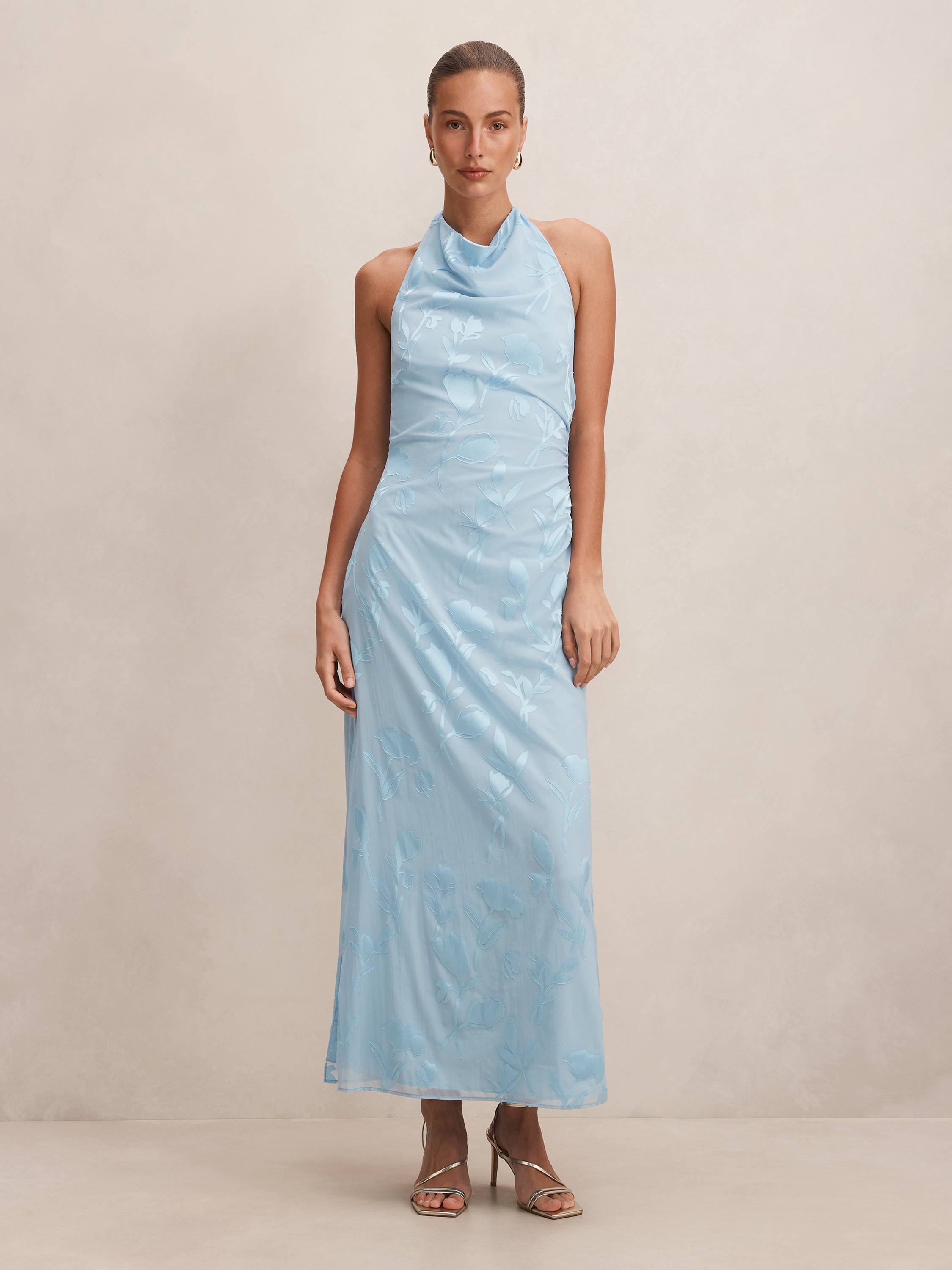 Buy Della Sheer Maxi Dress - Blue - Online