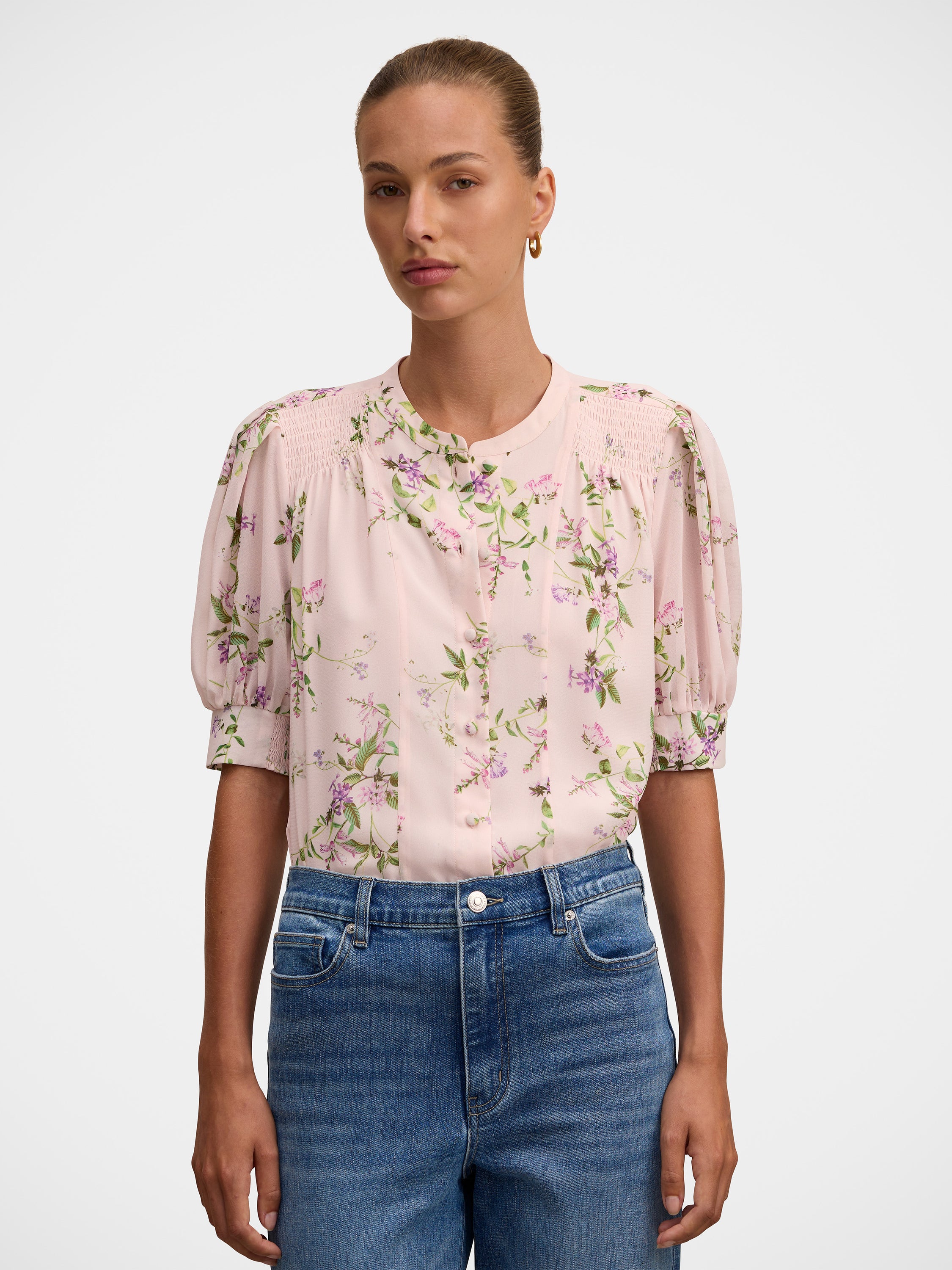 Buy Evie Shirring Blouse - Pink - Online | Forever New