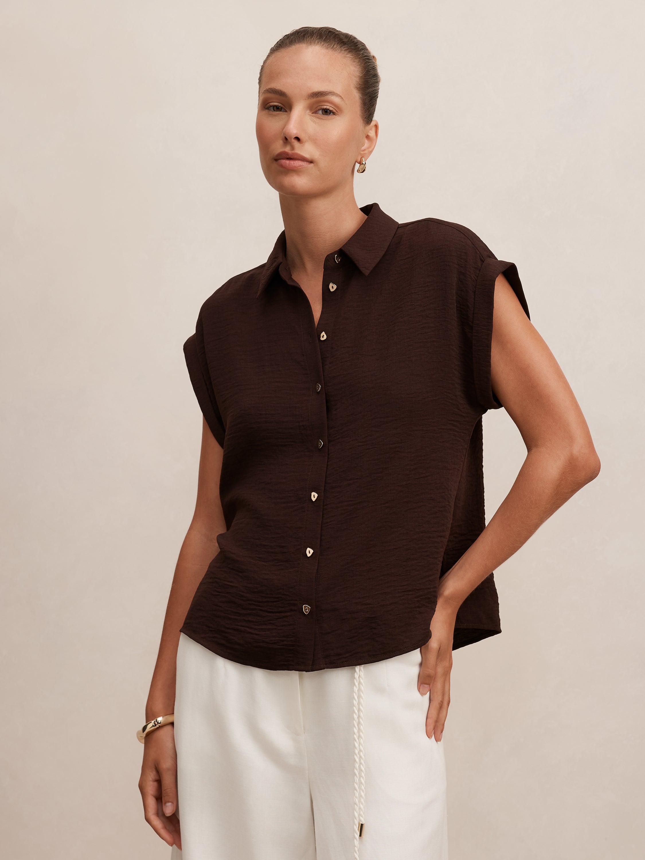 Buy Zadie Short Sleeve Shirt - Brown - Online | Forever New