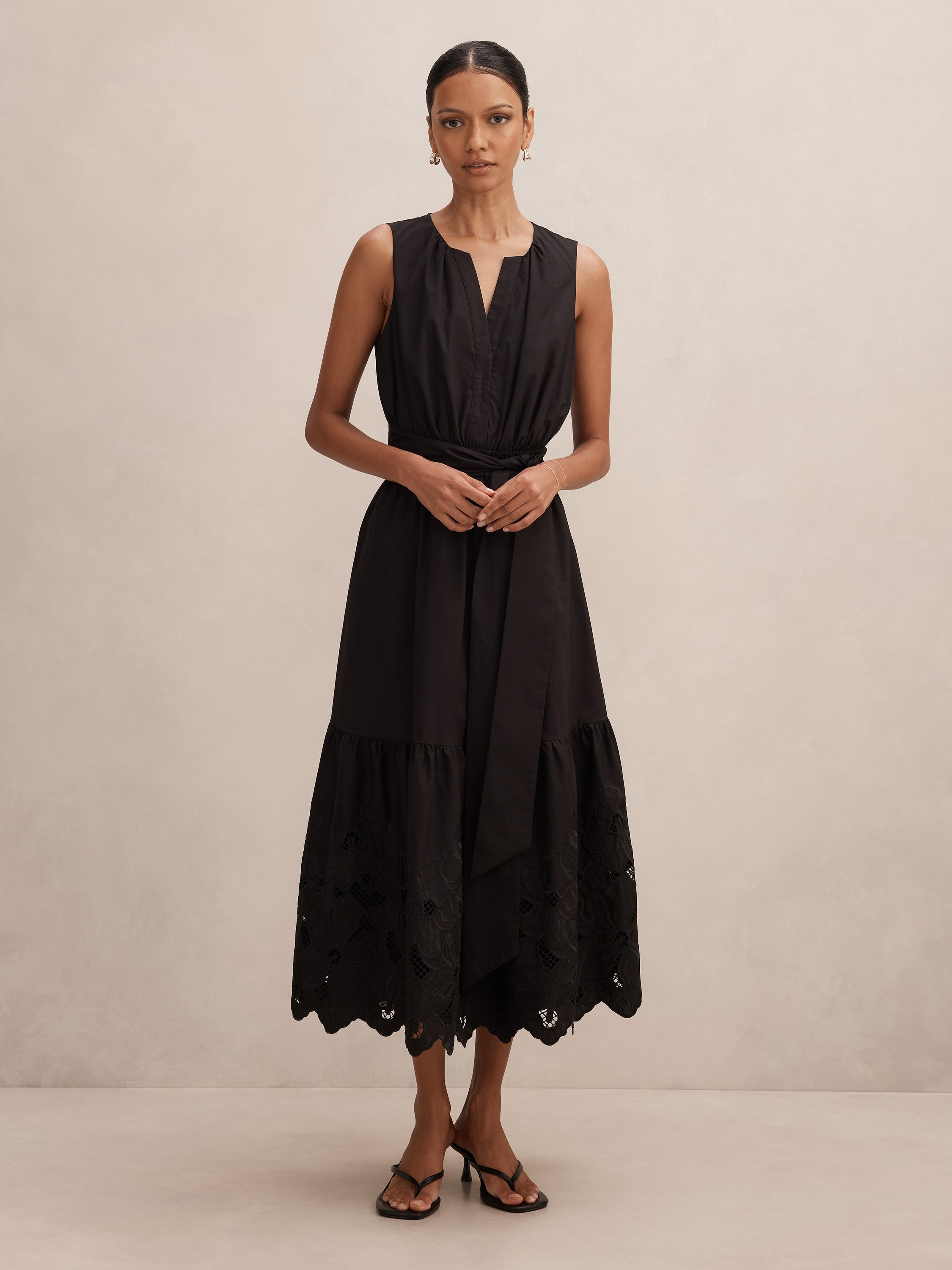 Buy Dahlia Petite Embroidered Midi Dress - Black - Online