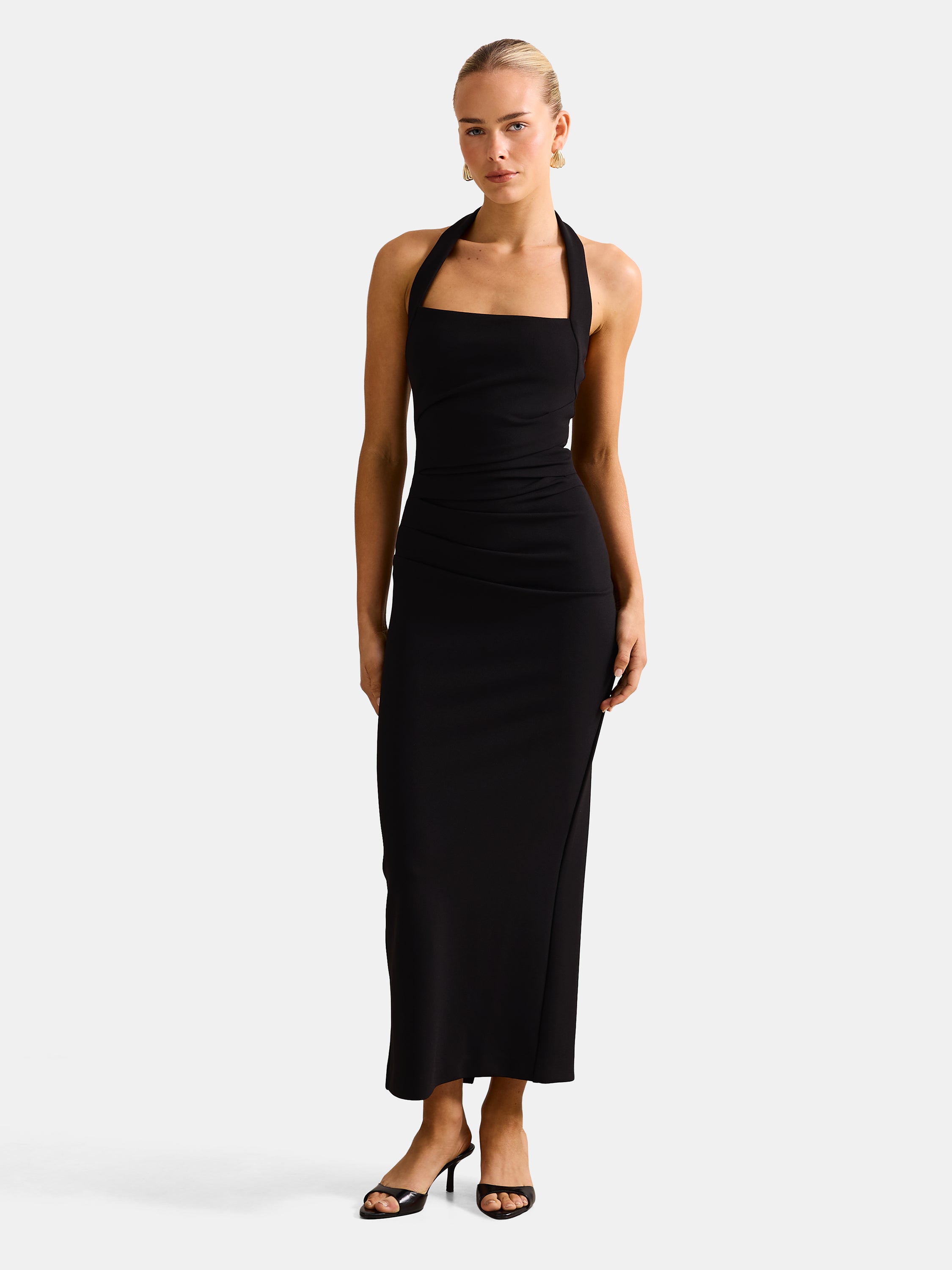 V Neck Ruched Bodycon Dress Black Buy Sosandar Black Metallic V-Neck Ruched Bodycon Dress From