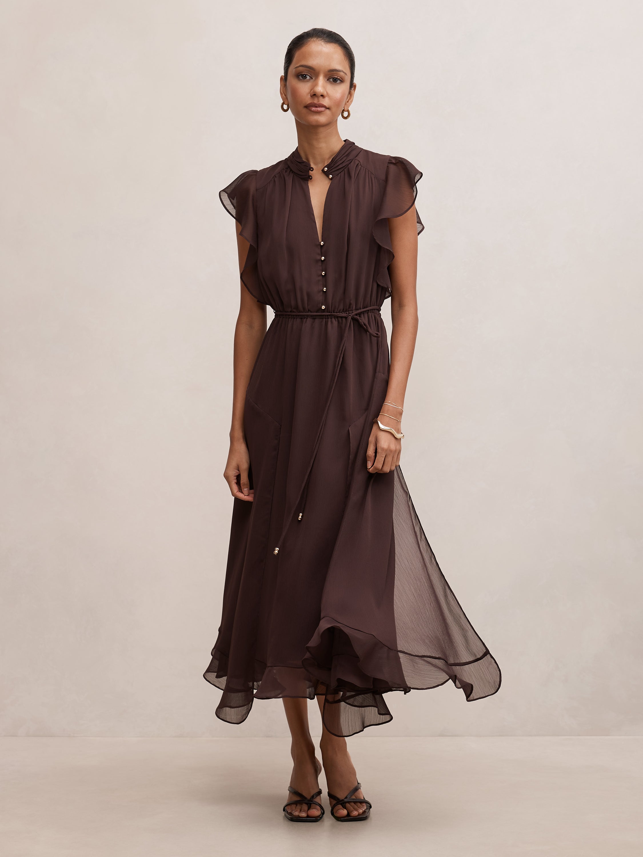 brown flutter sleeve dress Buy Maxwell Petite Midi - - Online The graceful flutter sleeves category:play Mermaid Wedding Dresses in Size1:L