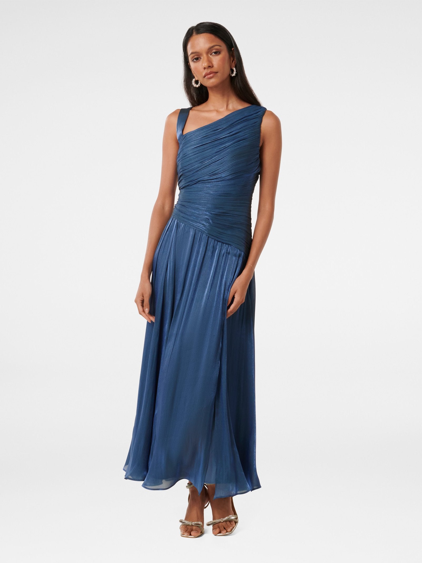 Buy Nya Petite Metallic Asym Maxi Dress - Danish Blue - Online