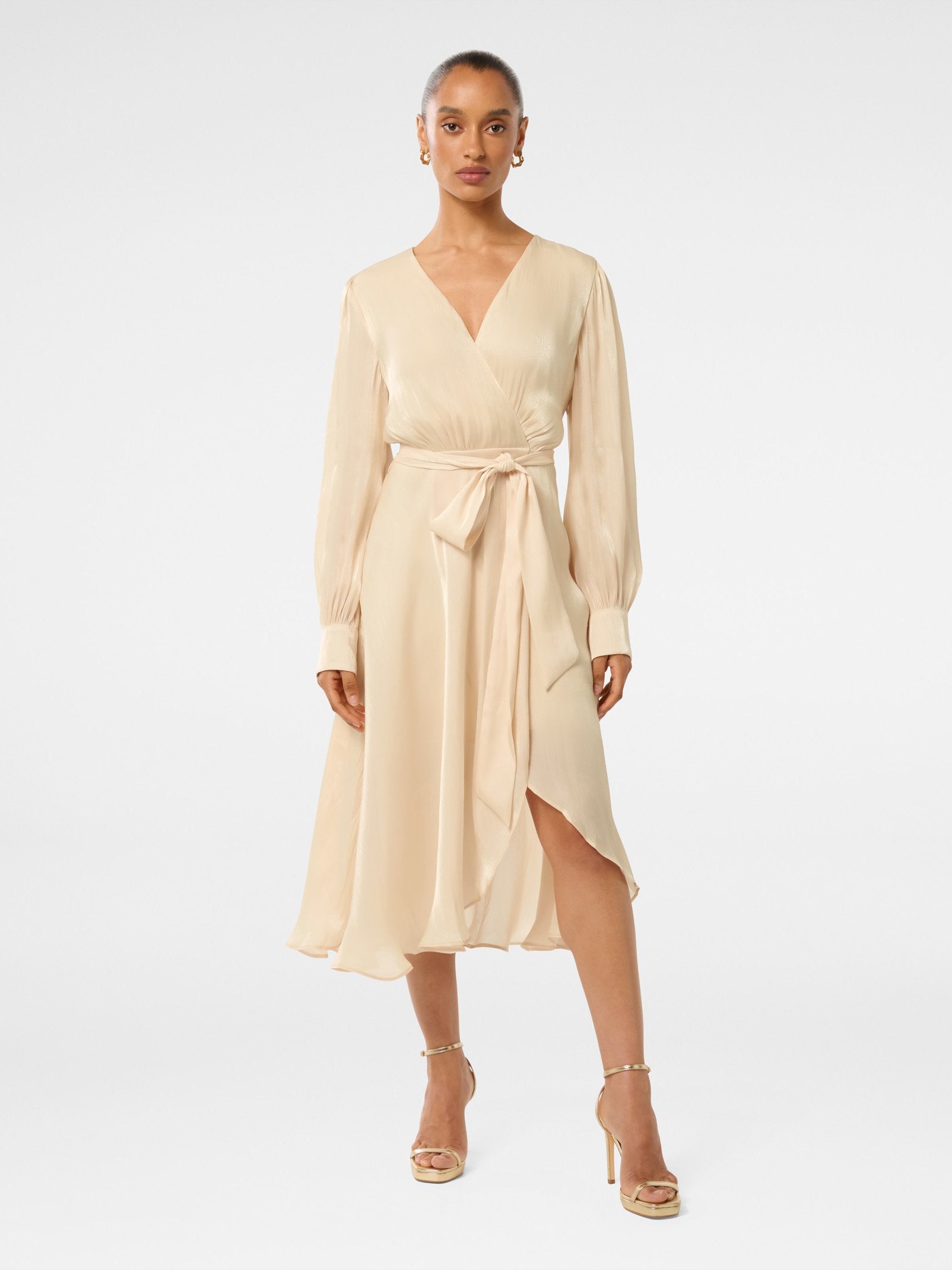 forever new beige dress Mabel Petite Metallic Wrap Midi Amery