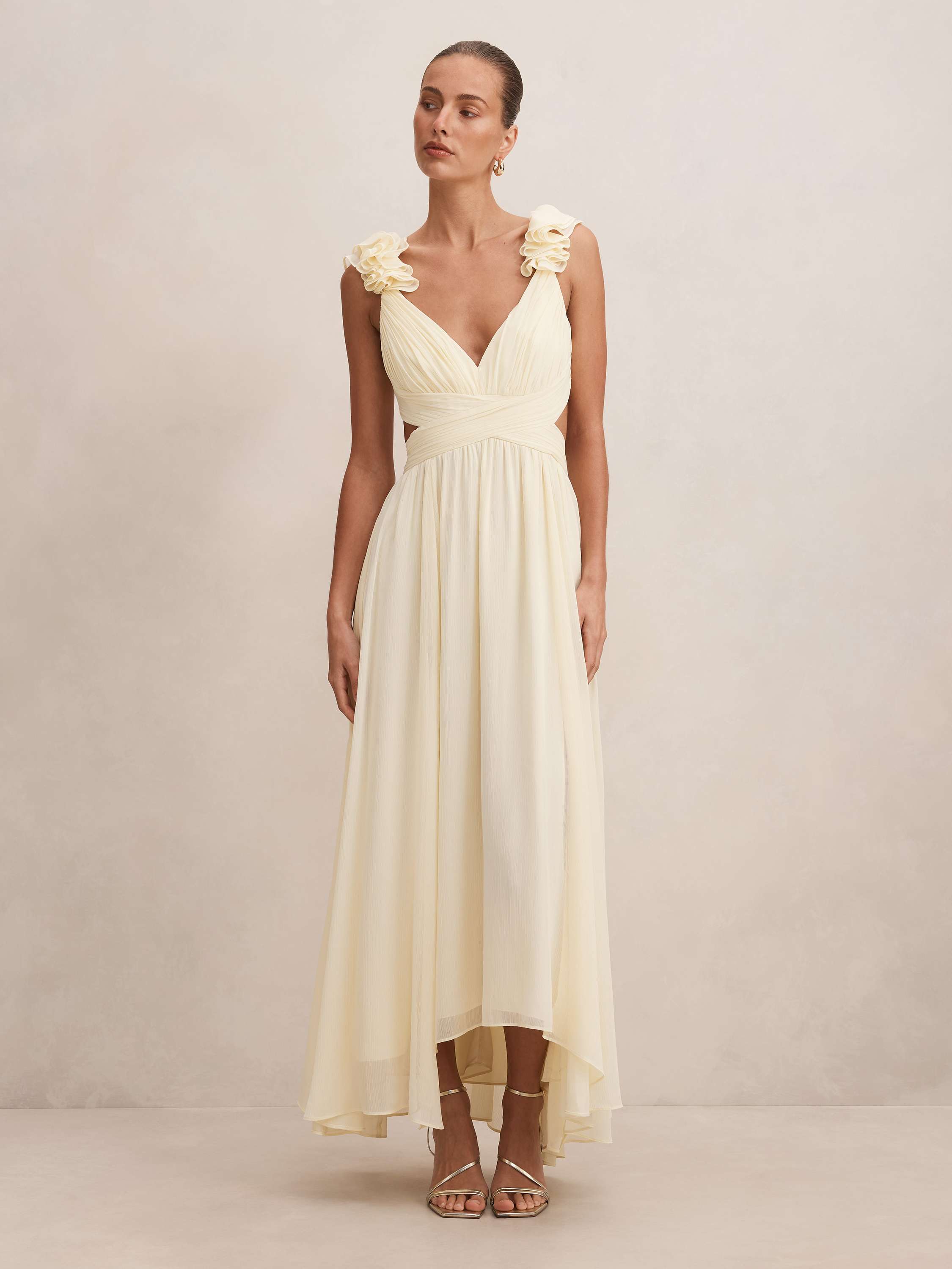 Selena Ruffle Shoulder Maxi Dress