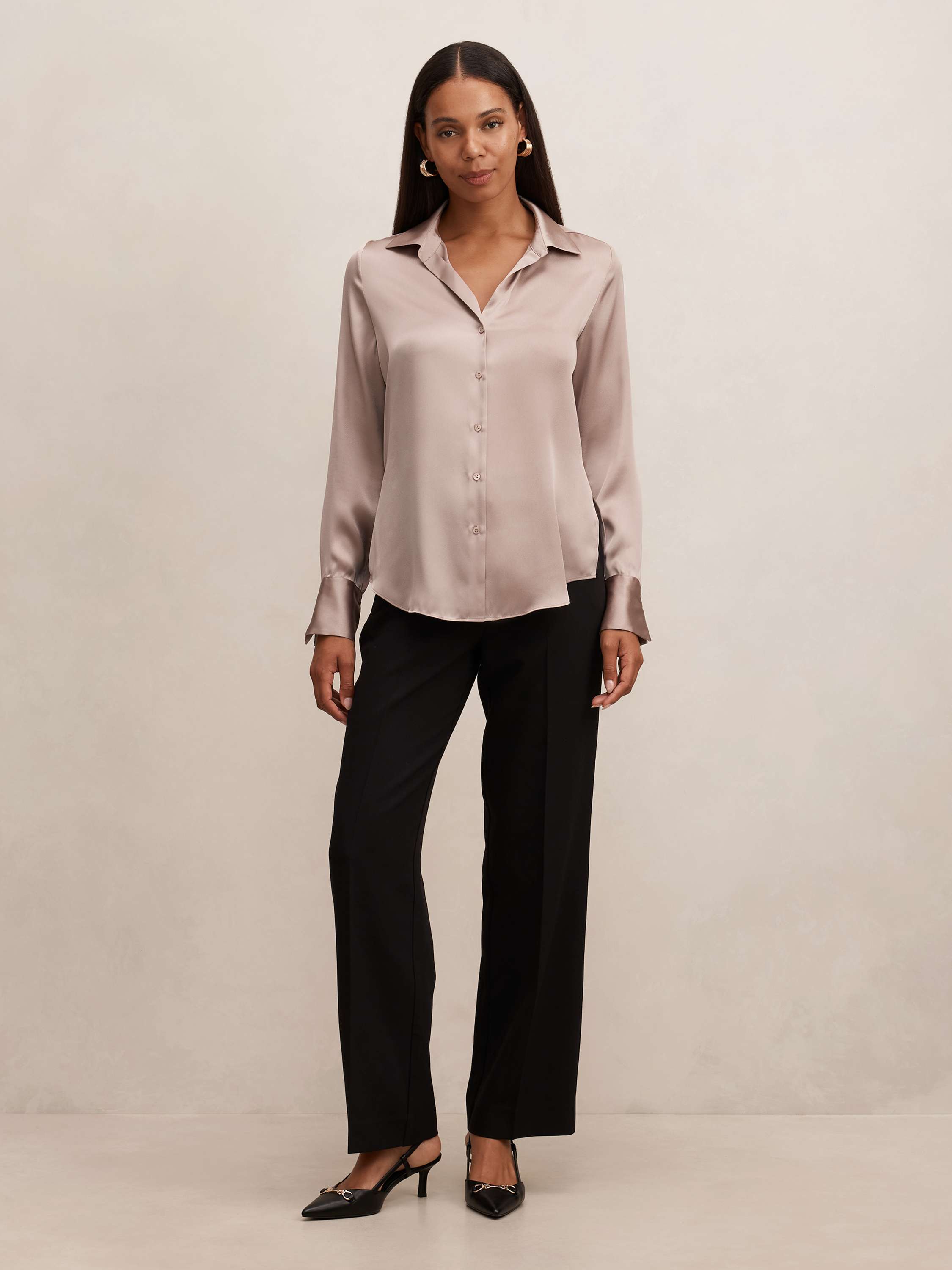 Harvey Notched Neck Satin Shirt