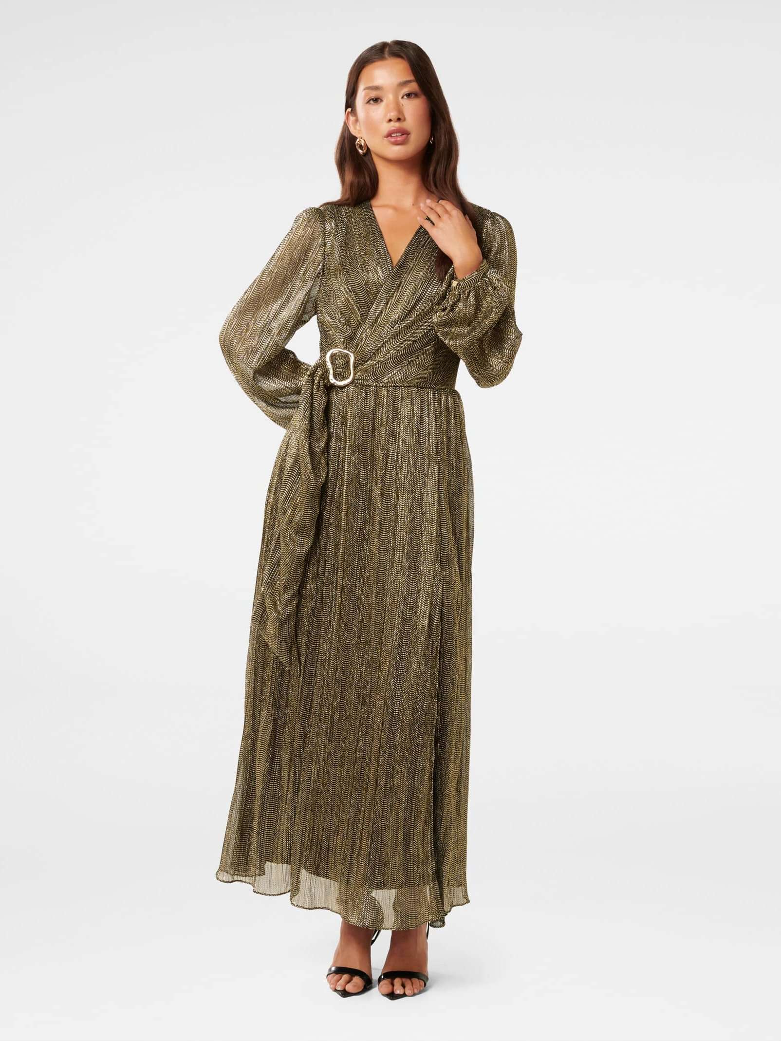 Tyler Plisse Belted Midi Dress