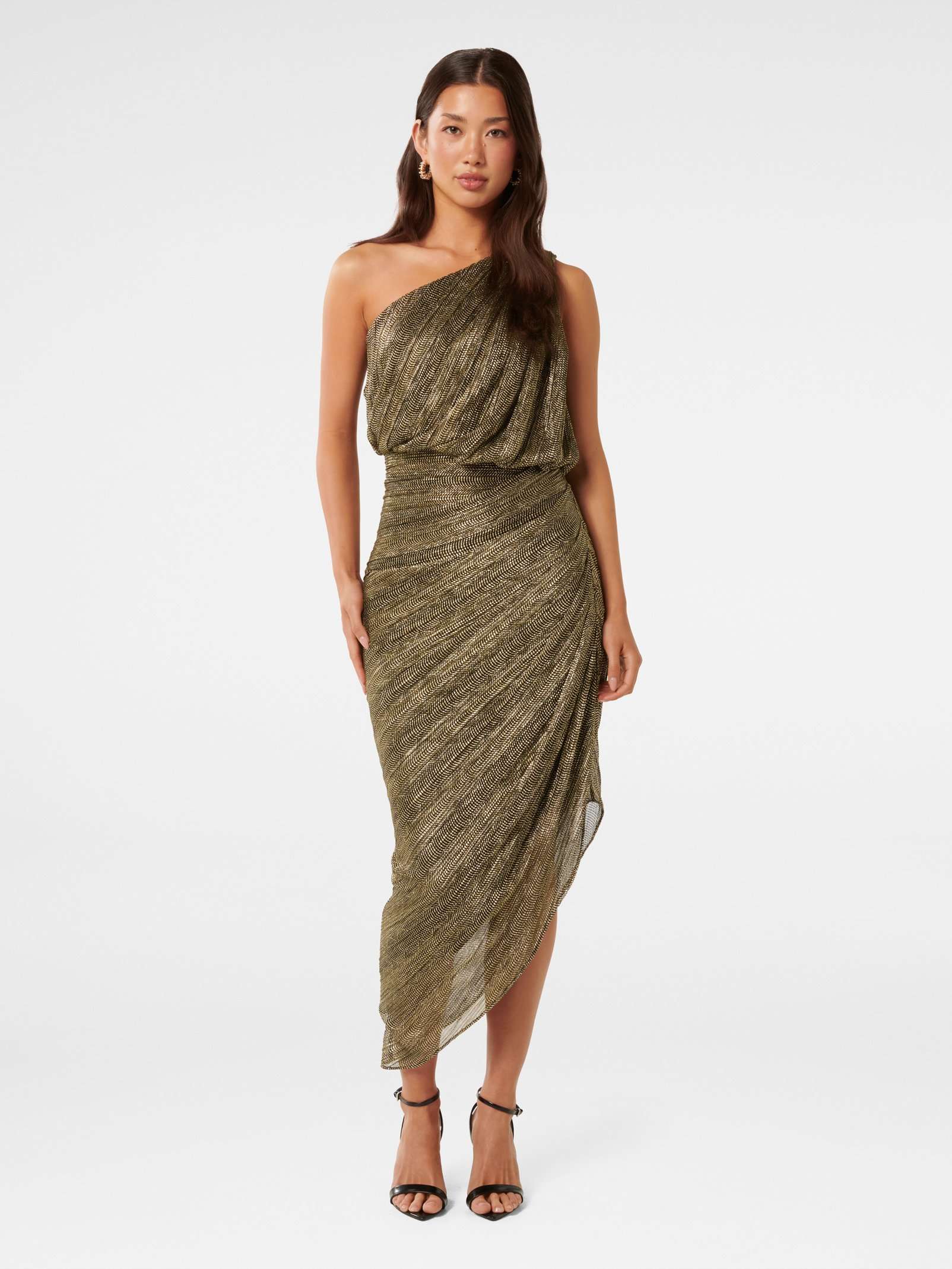 Cassidy One Shoulder Plisse Midi Dress