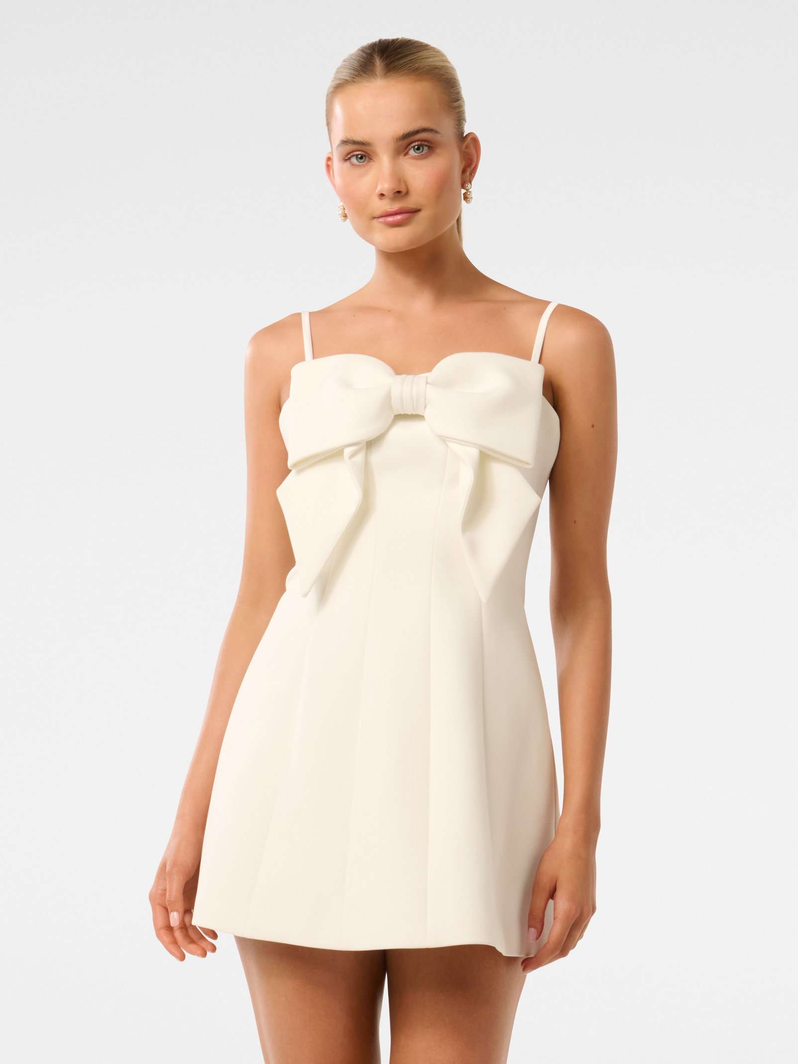 satin cut out mini dress Cut Out Satin Mini Dress in Ivory - 10