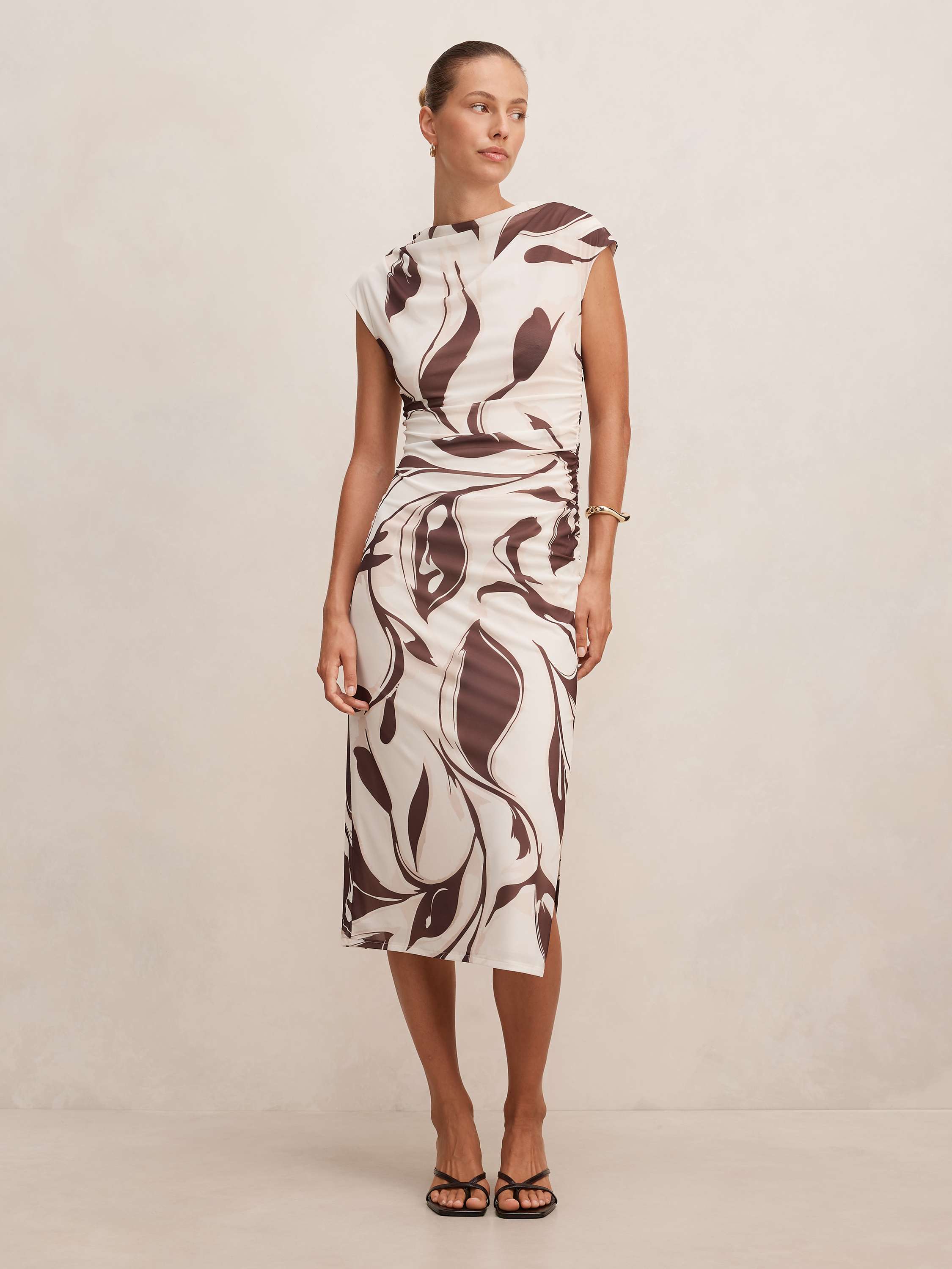 Emery Mesh Ruched Midi Dress