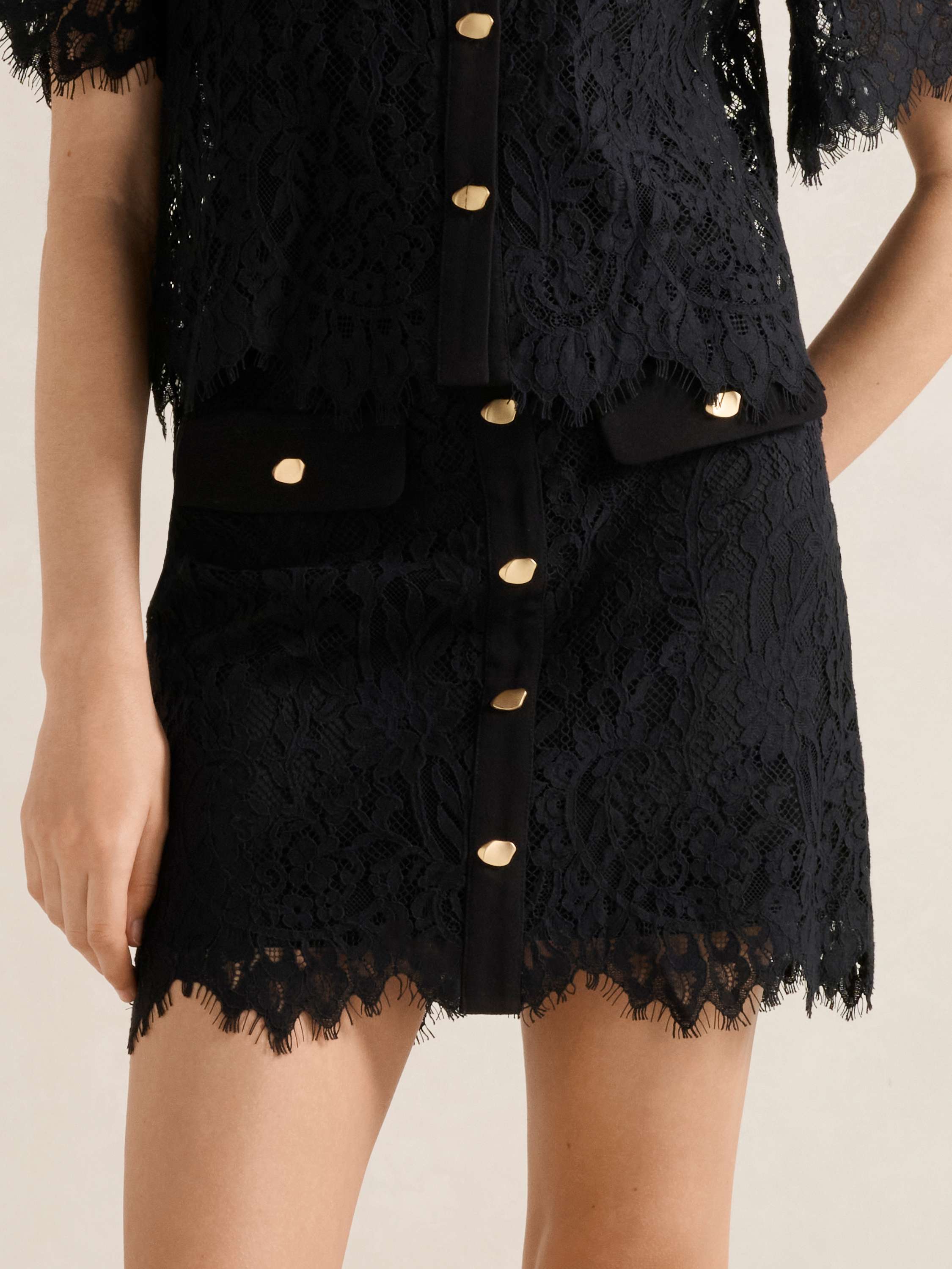 Lola Button Lace Mini Skirt