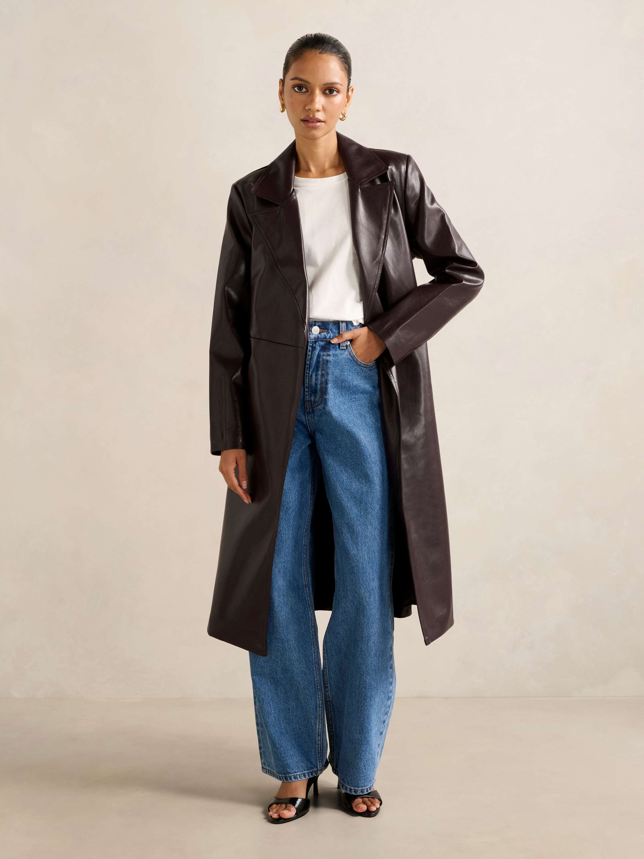 Gabbi Petite Vegan Leather Trench
