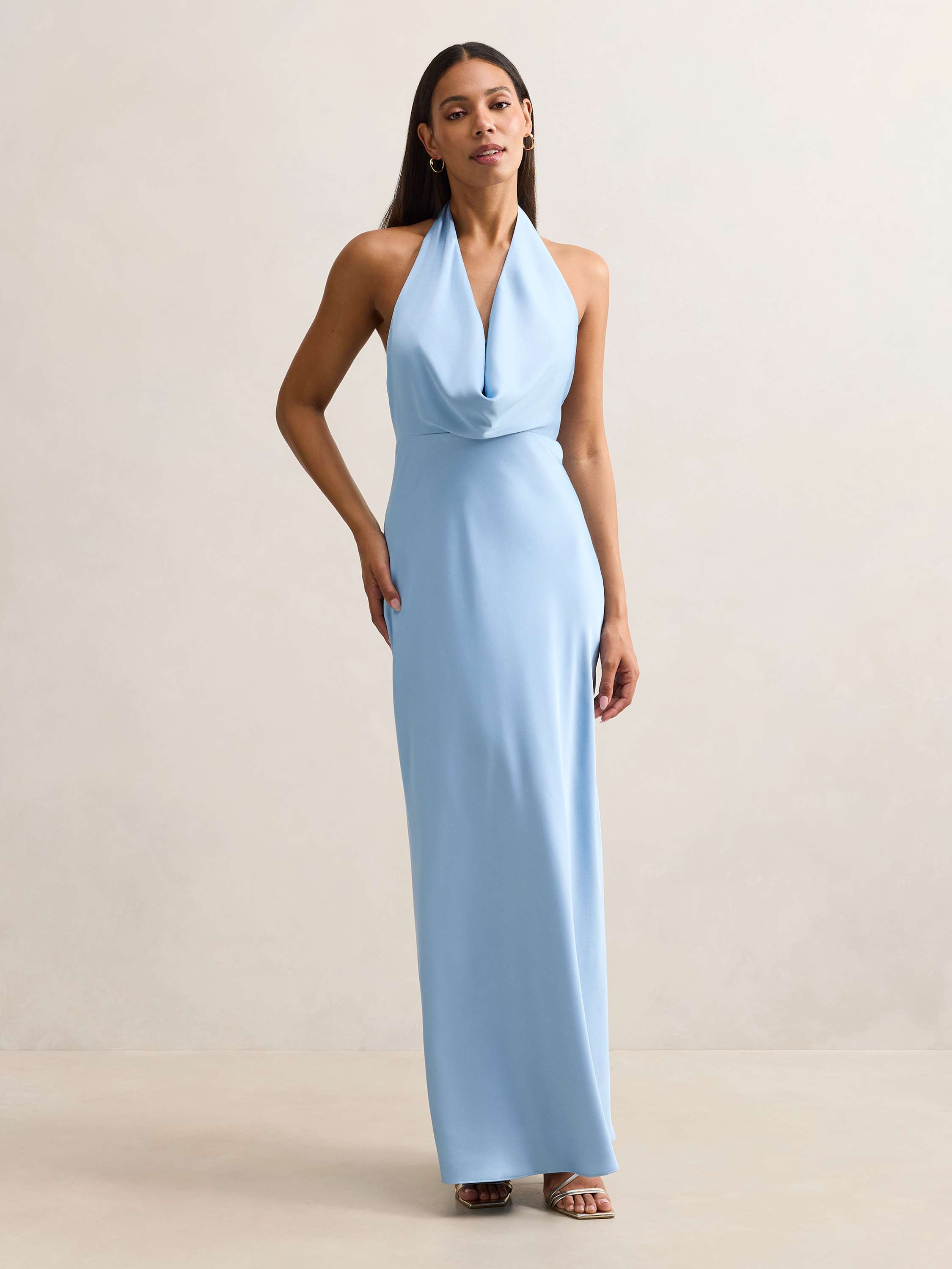 Becca Cowl Halter Satin Gown