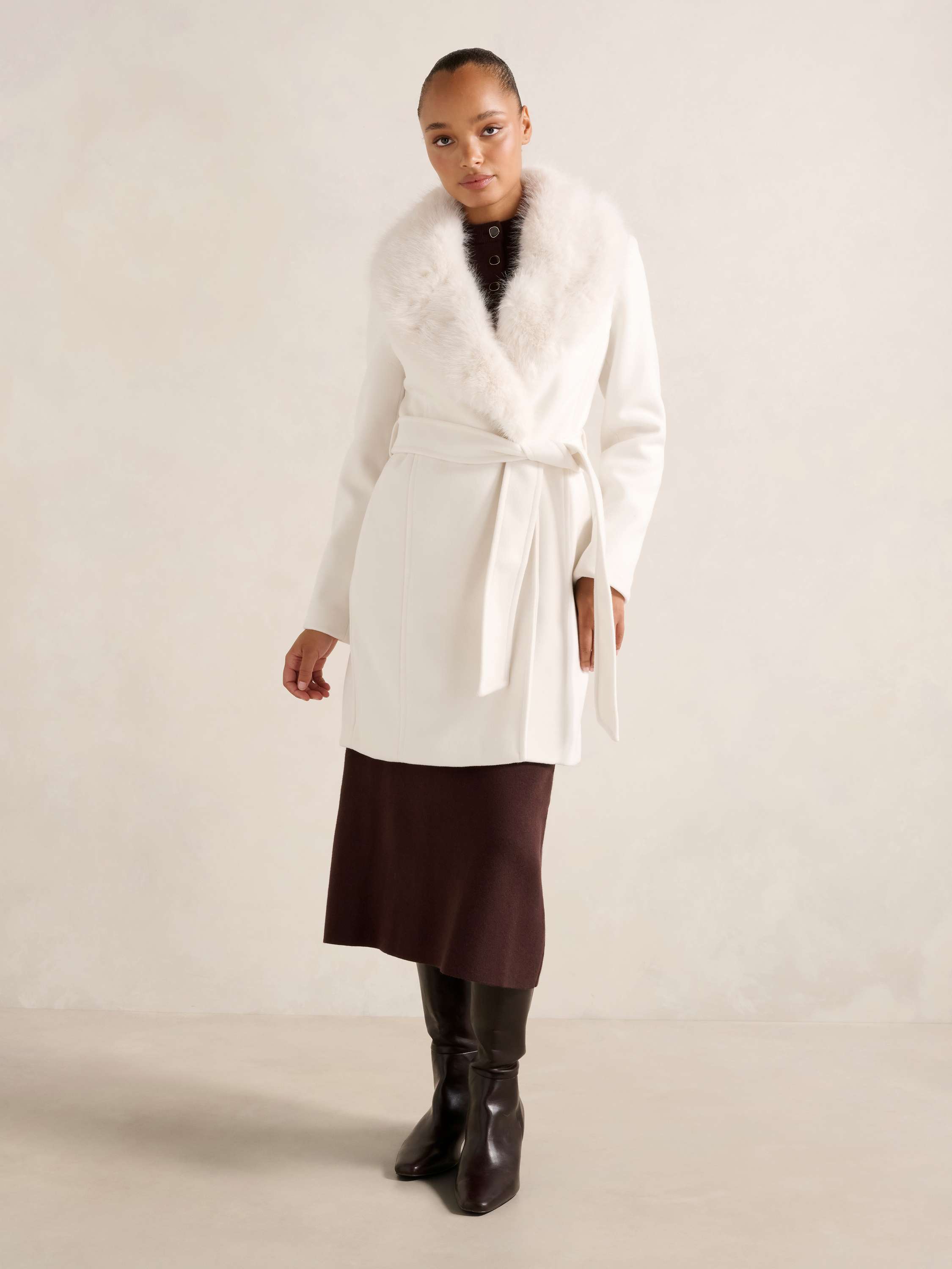 Rocky Fur Collar Wrap Coat