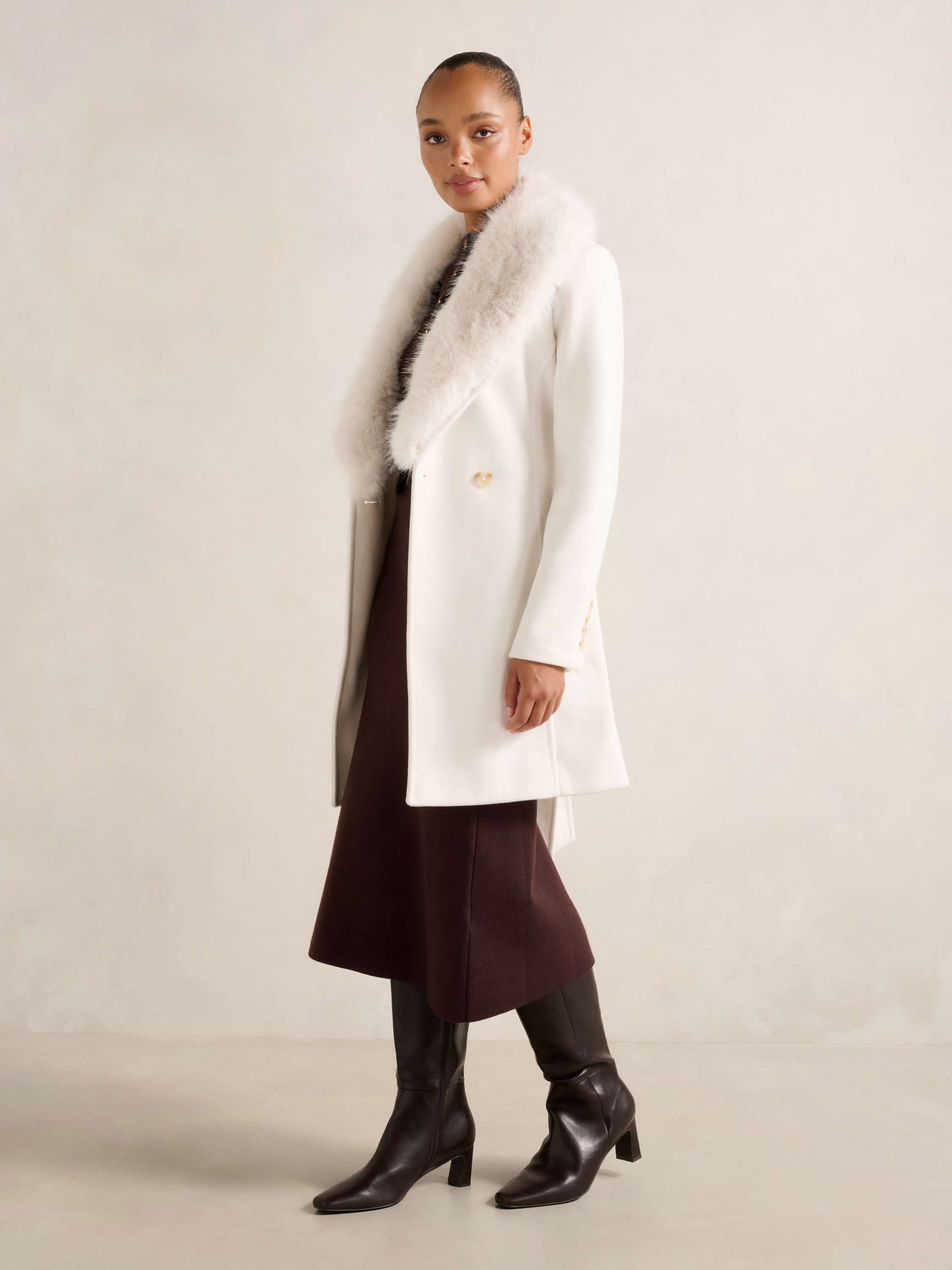 Rocky Fur Collar Wrap Coat