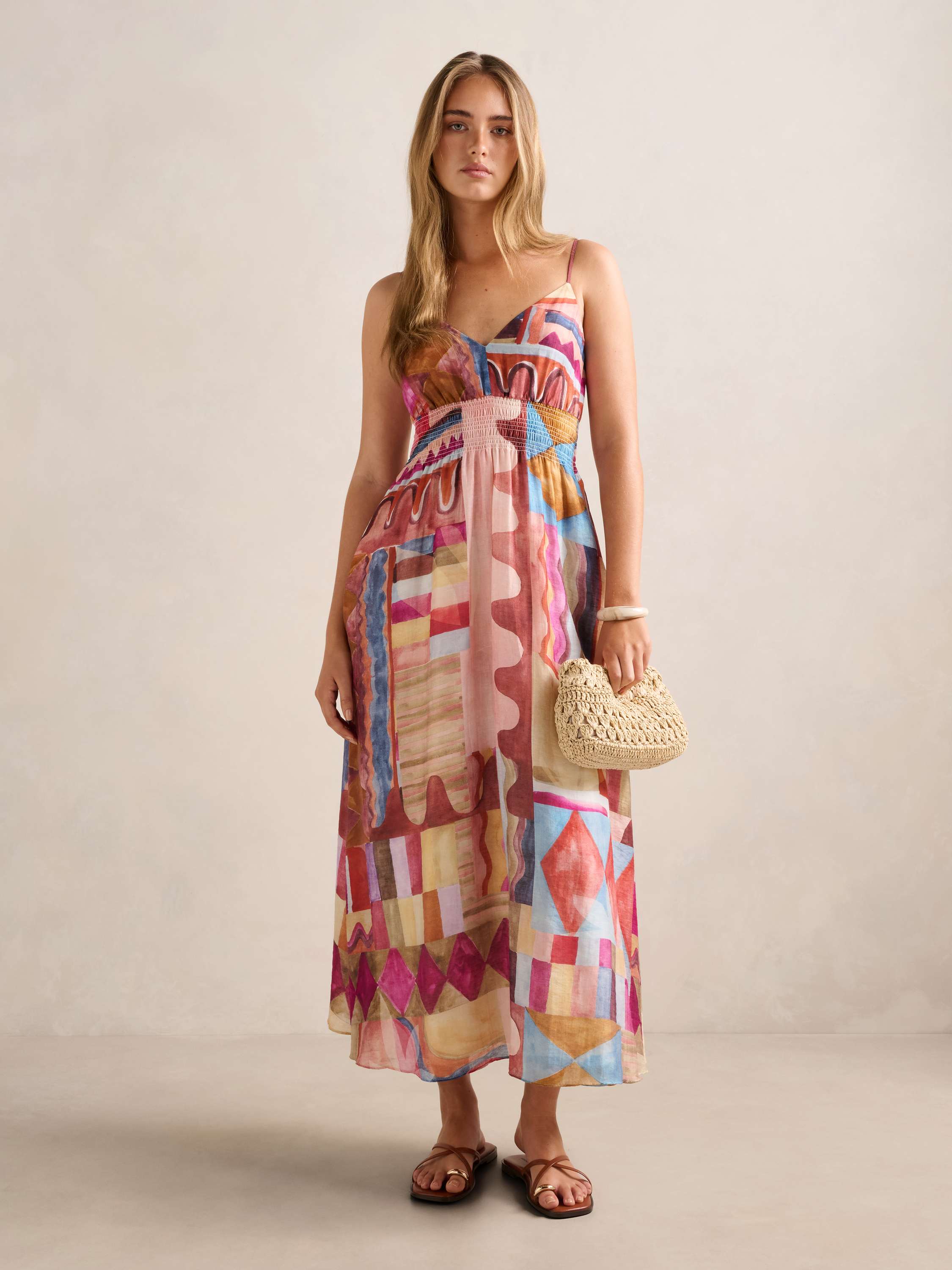 Gina Gathered Waist Midi Dress