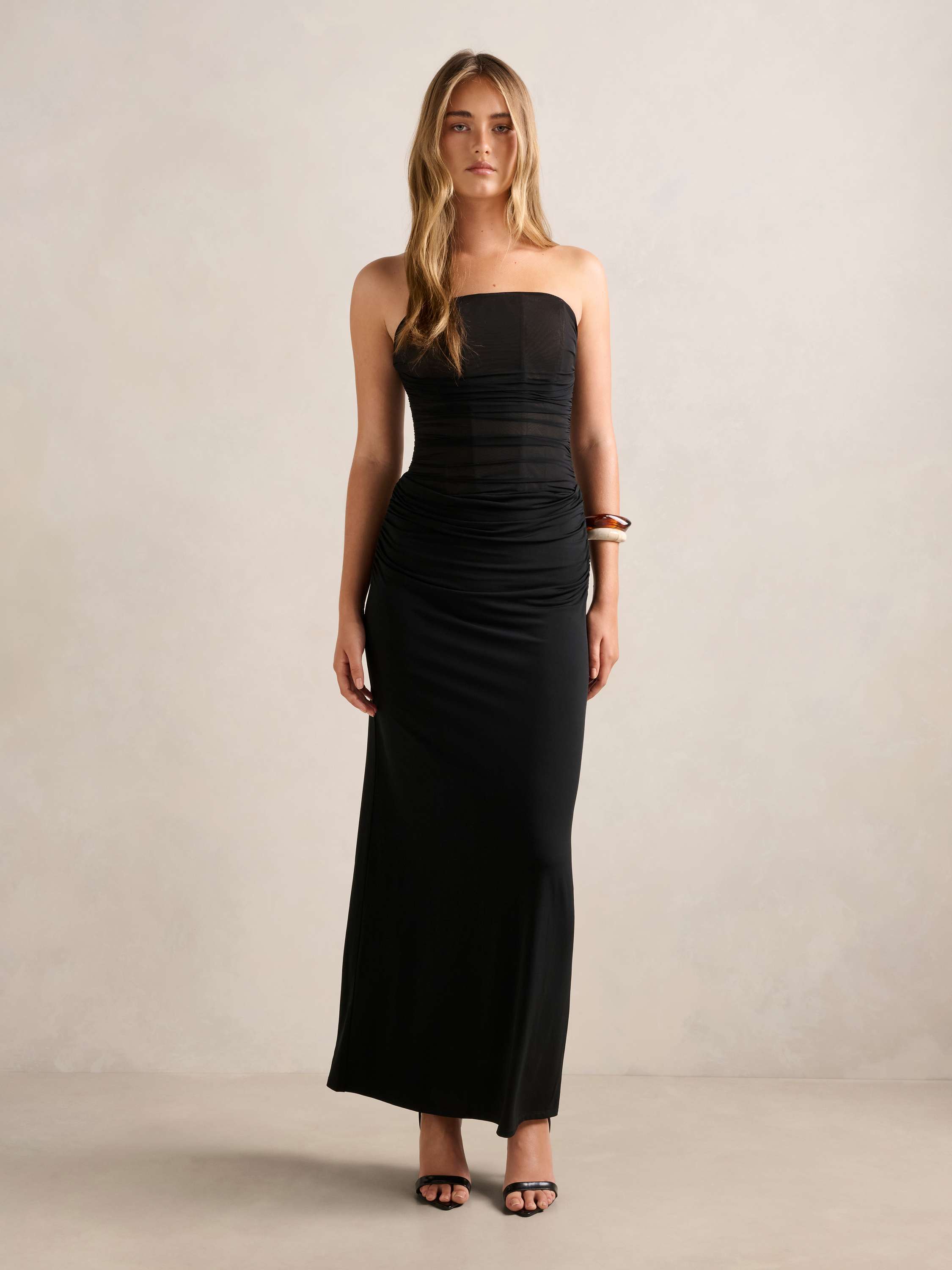 Rendall Corset Mesh Maxi Dress