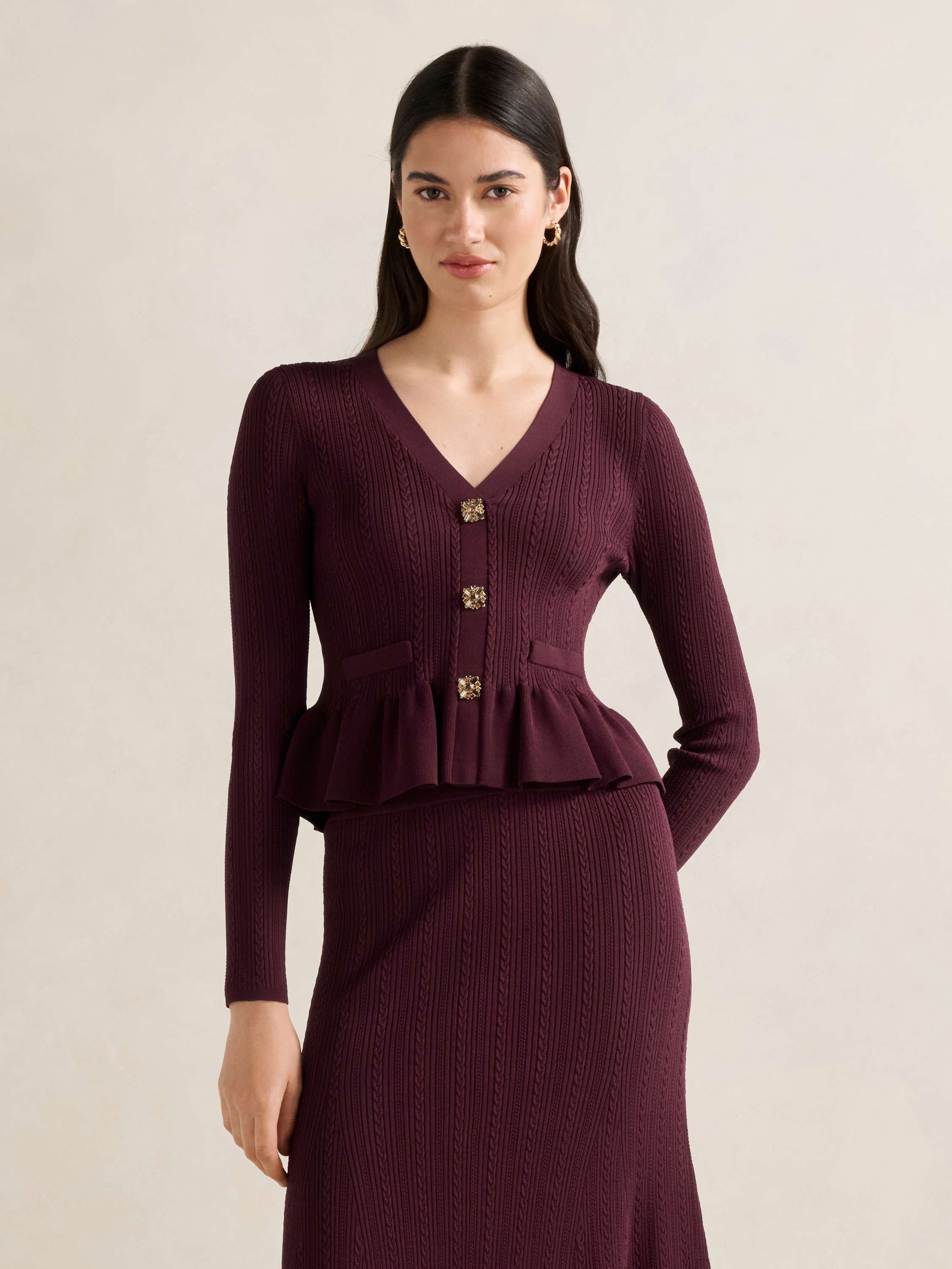 Lilia Ruffle Detail Knit Cardigan