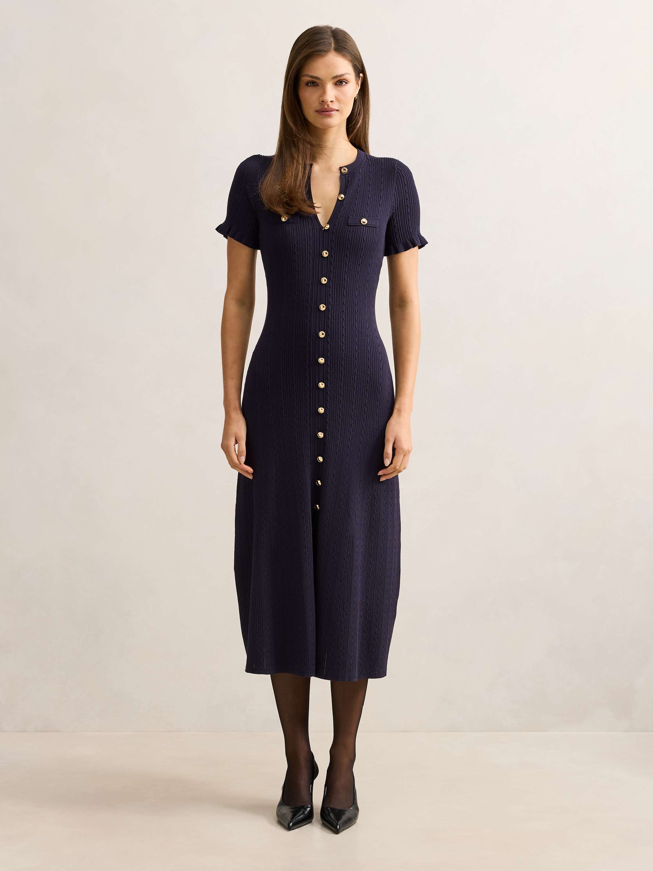 Violetta Stitch Interest Midi Dress