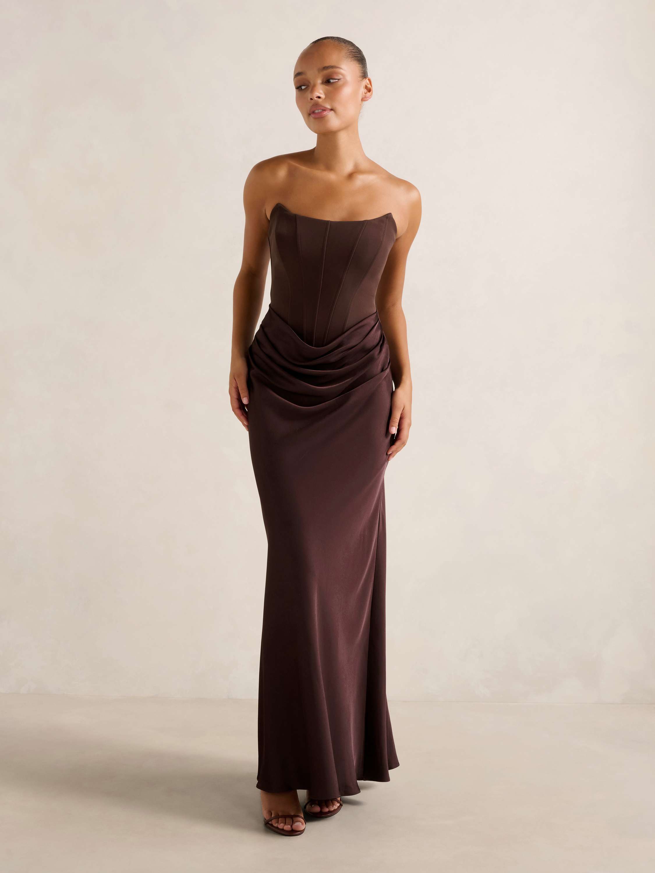 Isra Drape Strapless Maxi Dress