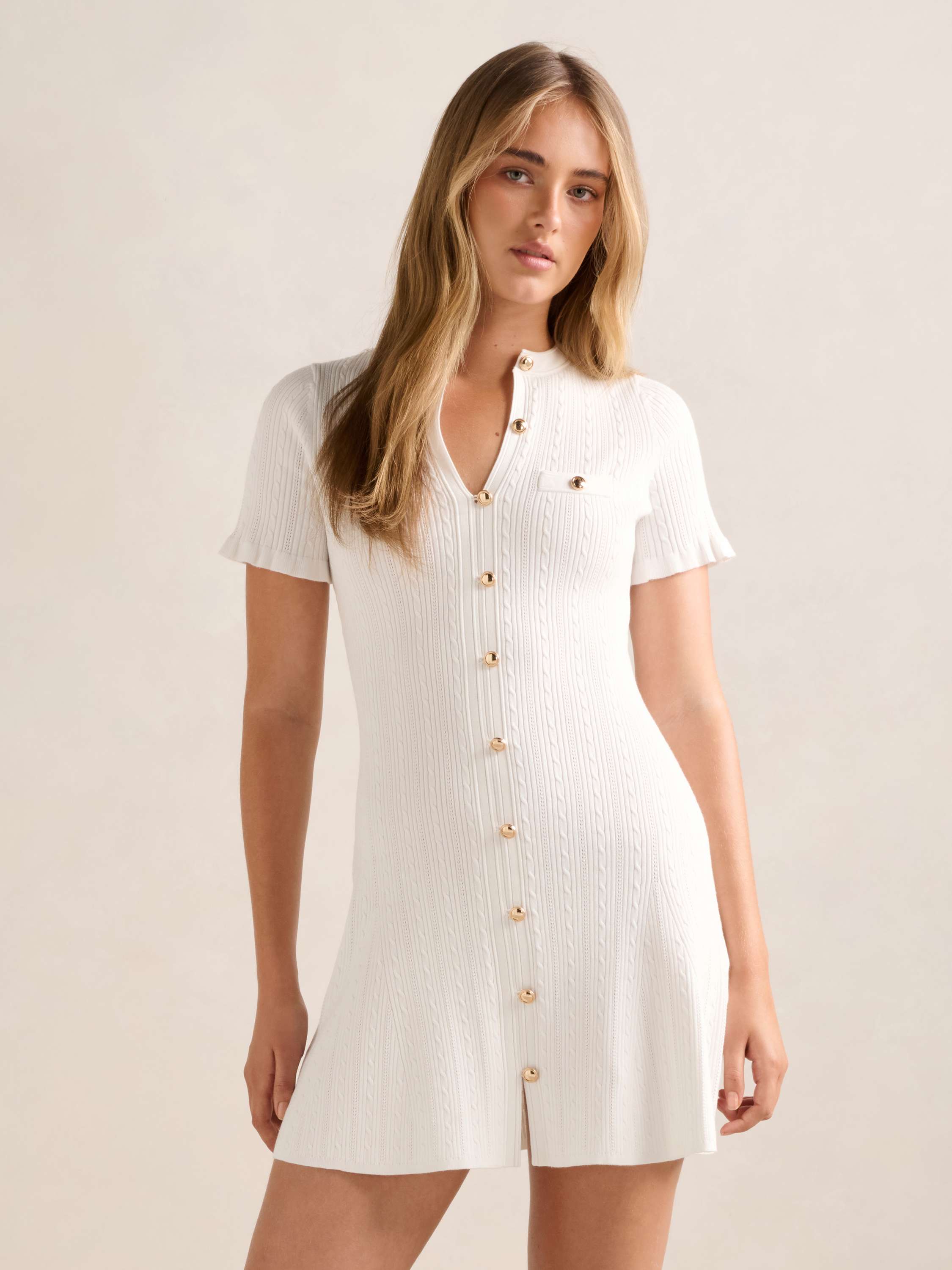 Violetta Stitch Interest Knit Mini Dress