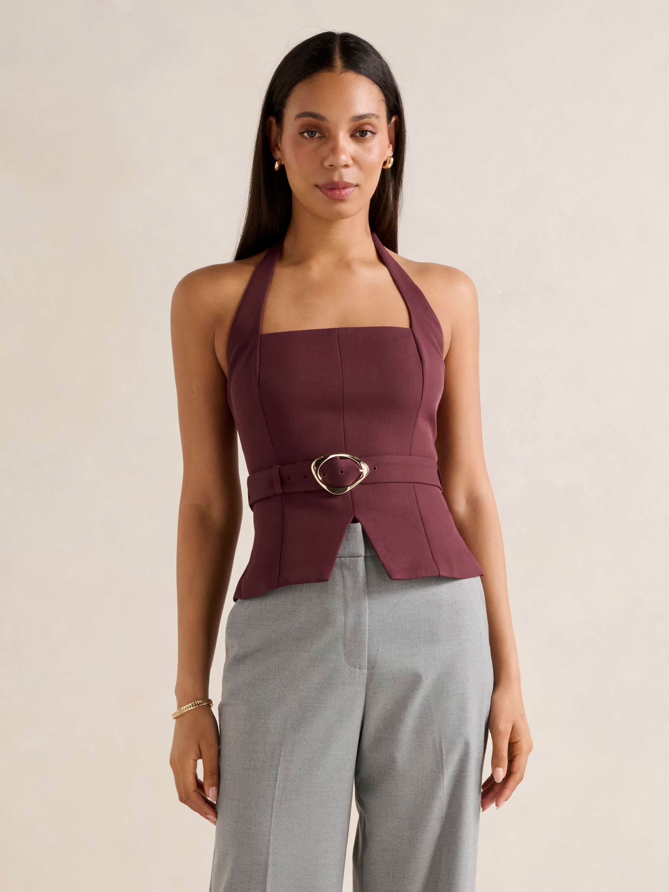 Ellisa Belted Hardware Top