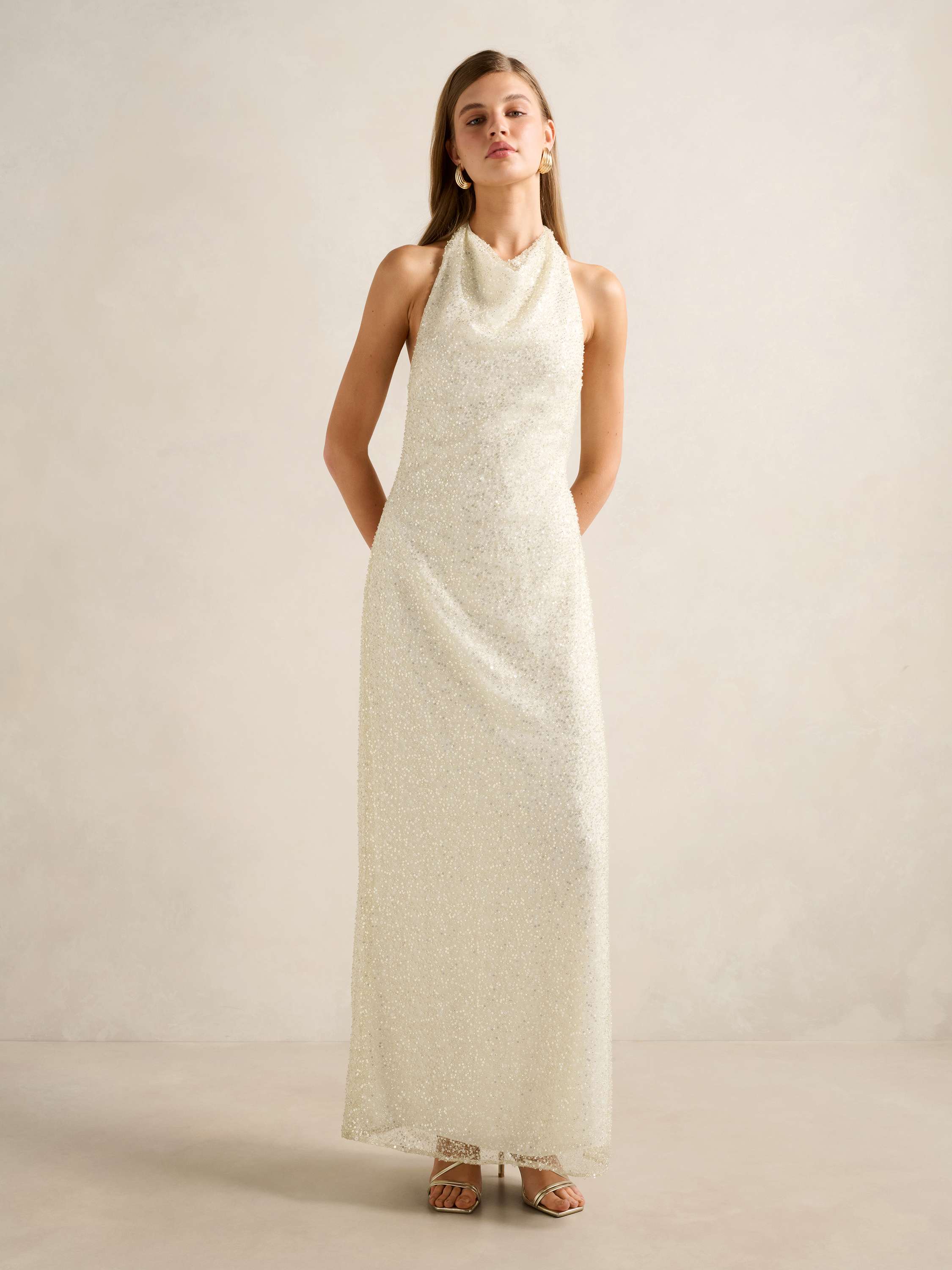 Miranda Sequin Halter Maxi Dress