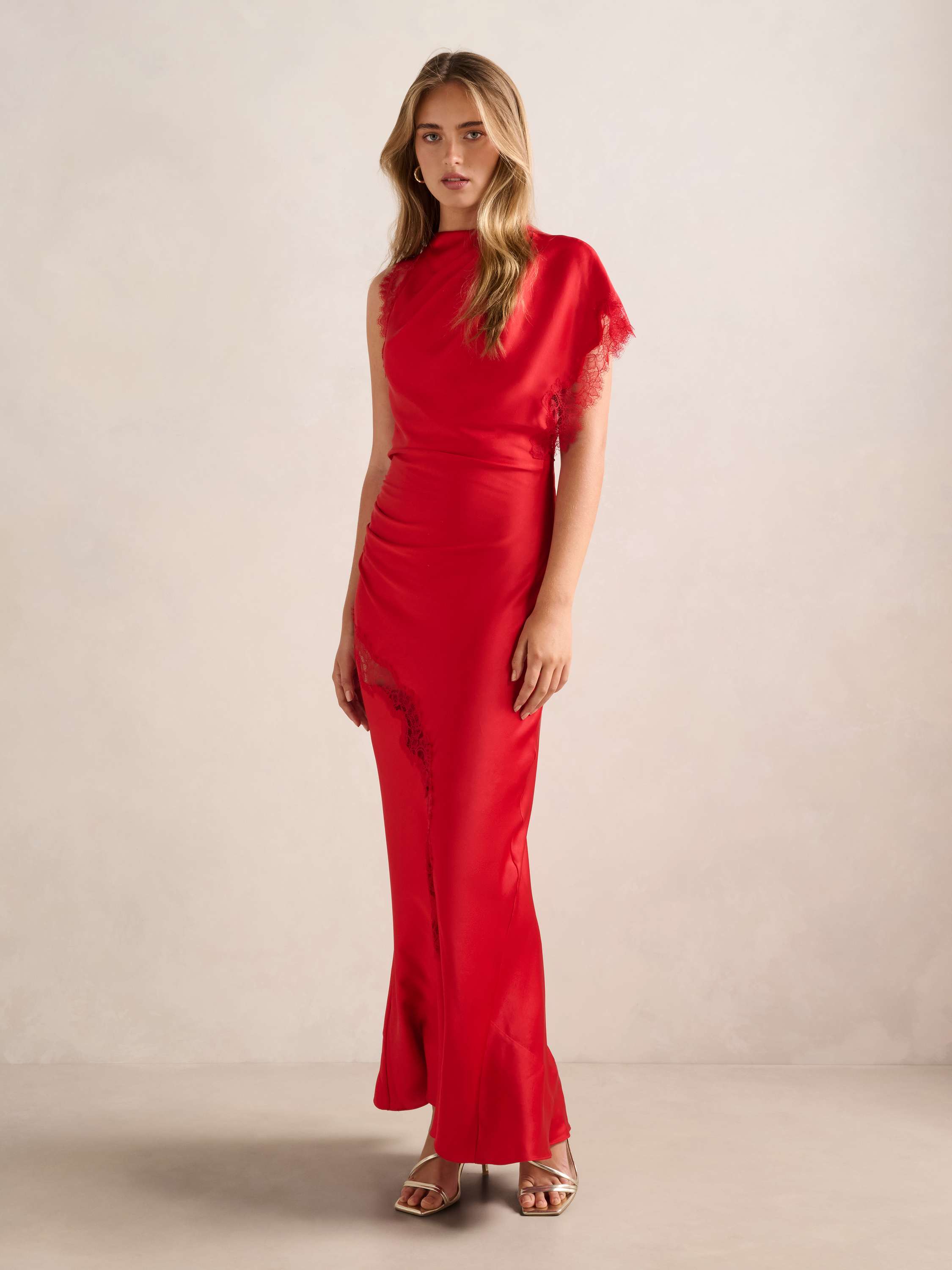 Kody Satin Lace Asym Maxi Dress