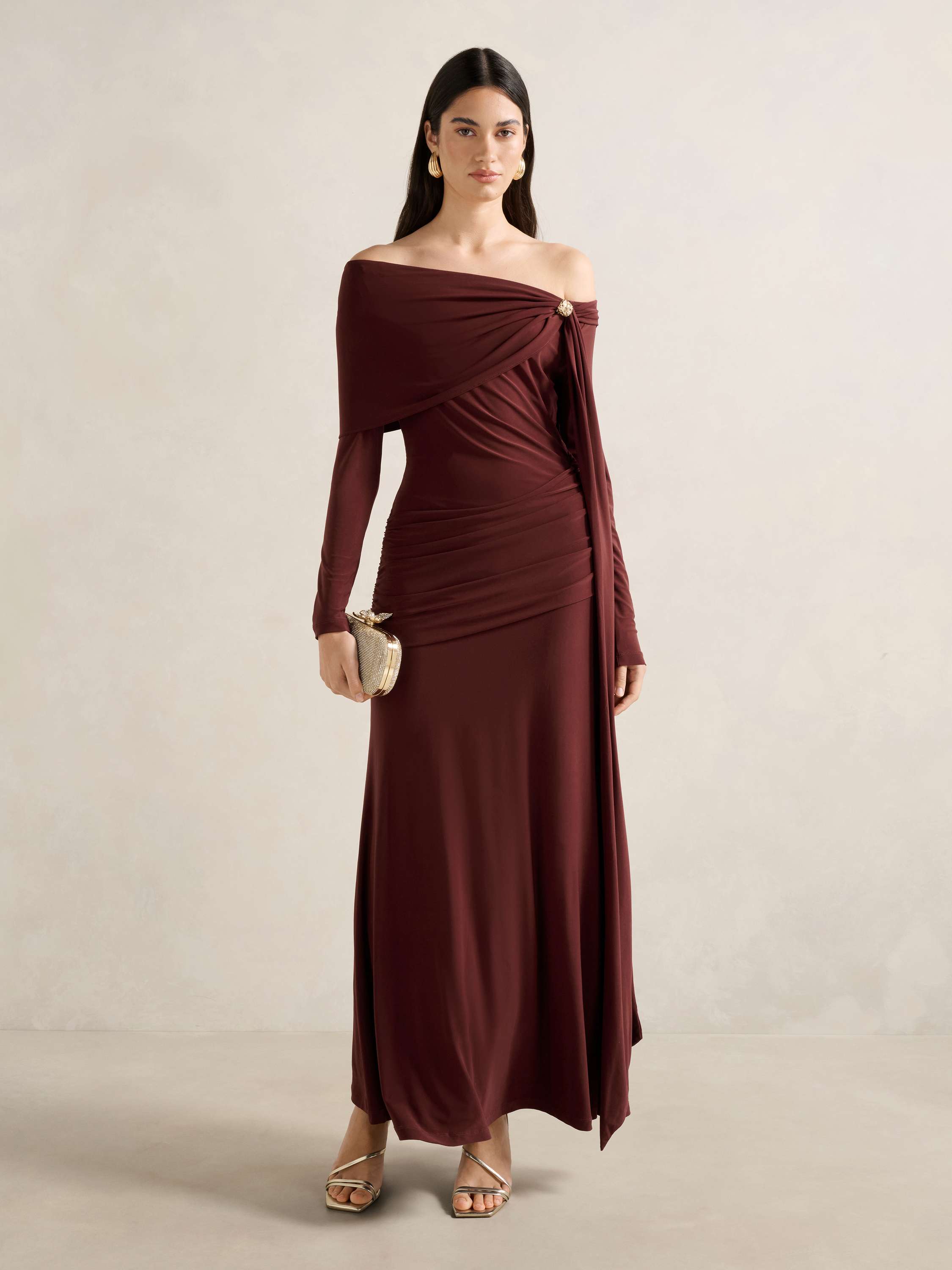 Jocelyn Jersey Draped Maxi Dress
