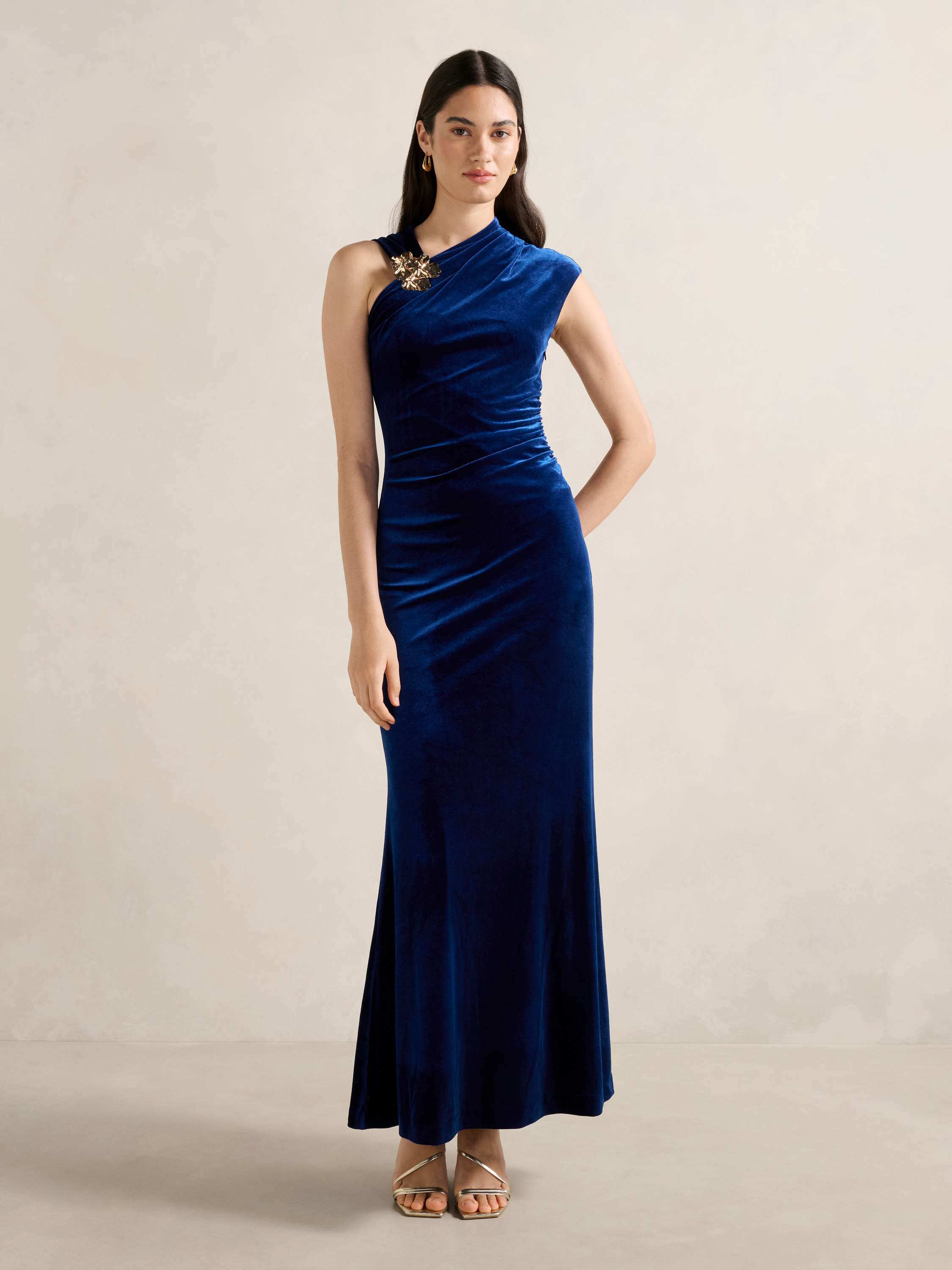 Jordana Asym Velvet Maxi Dress