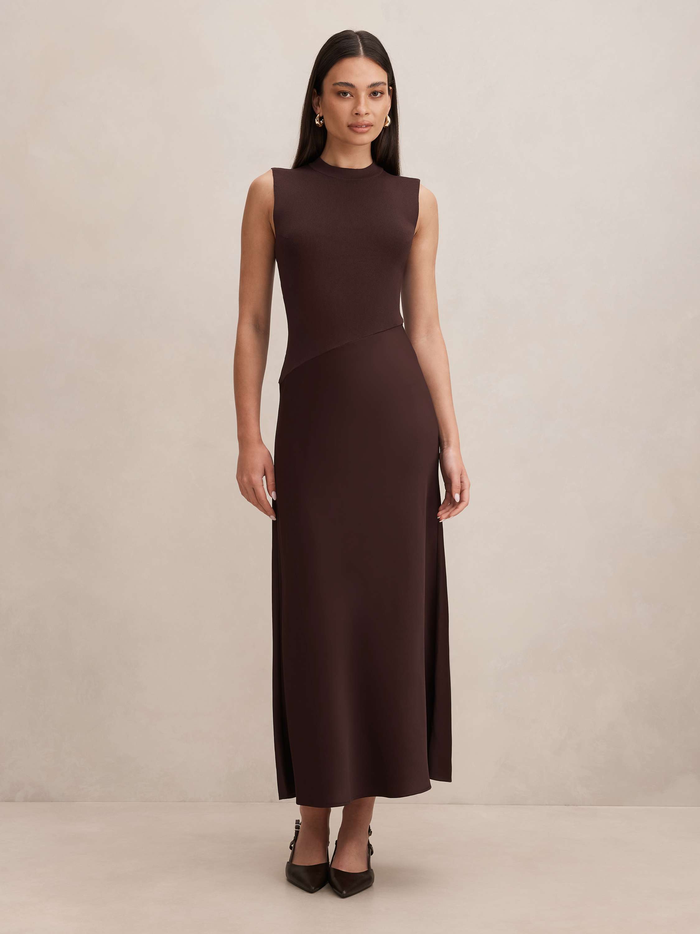 Jayden Satin Mixed Midi Dress