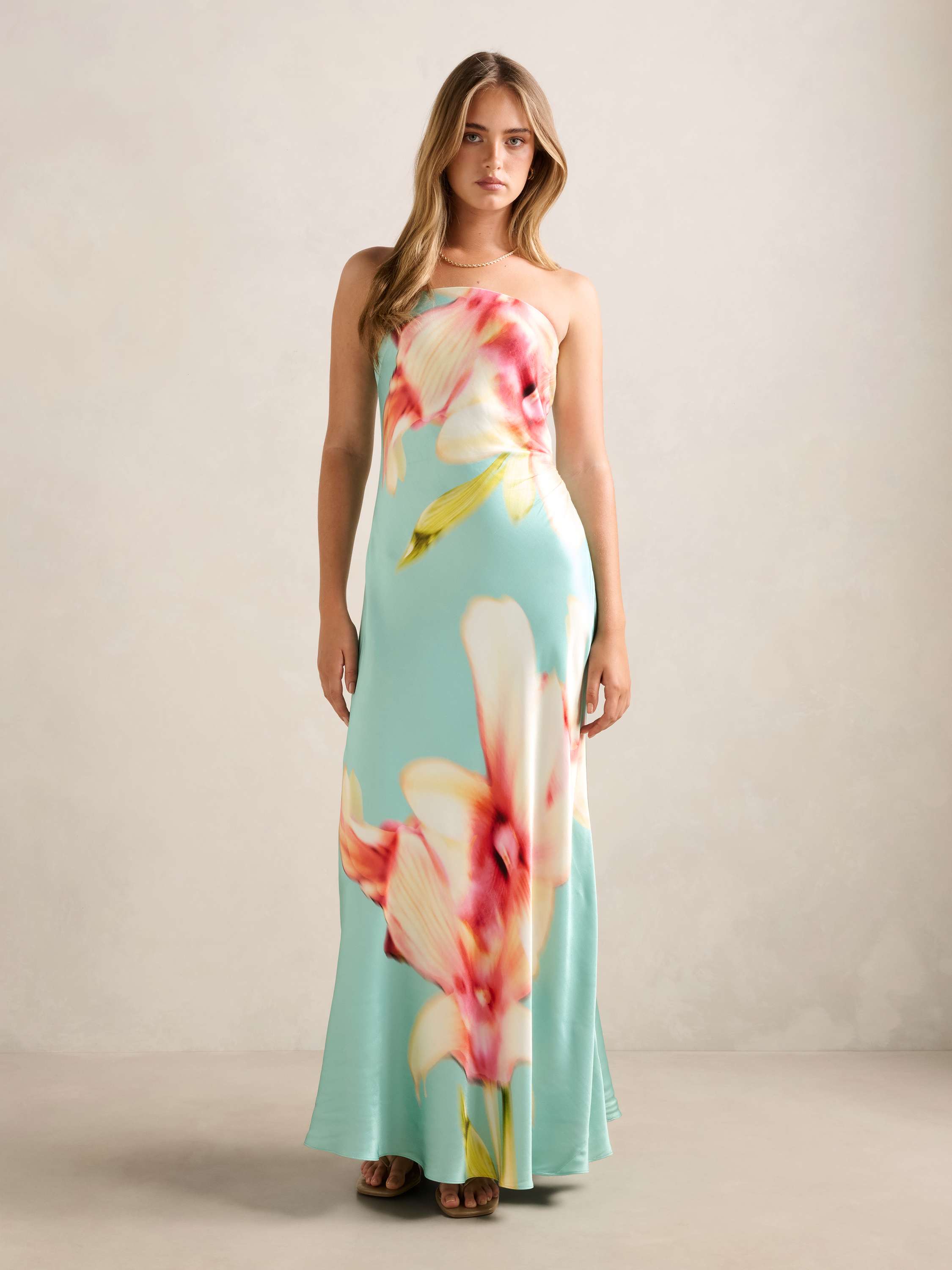 Estelle Satin Strapless Maxi Dress