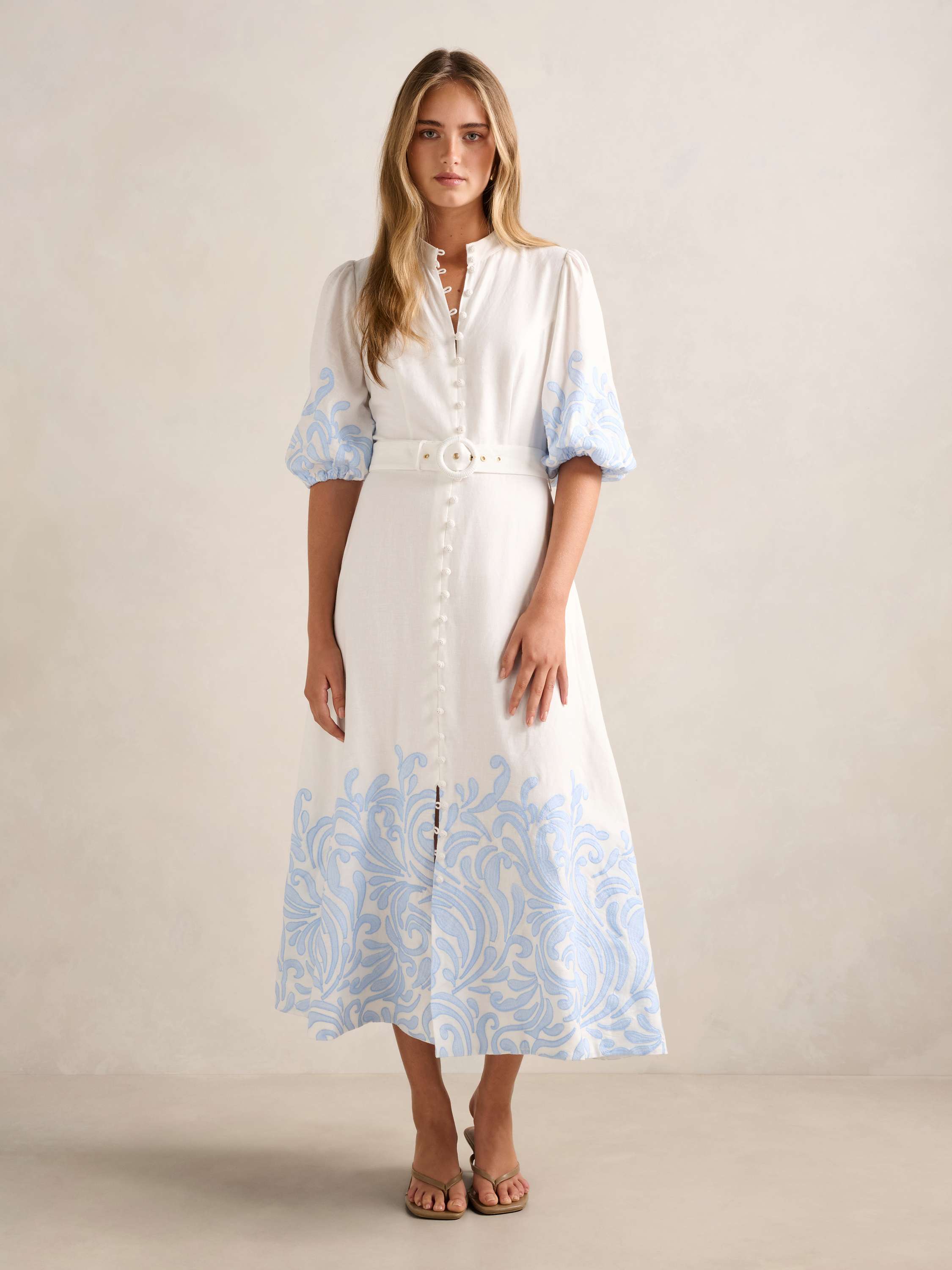 Esther Embroidered Midi Dress