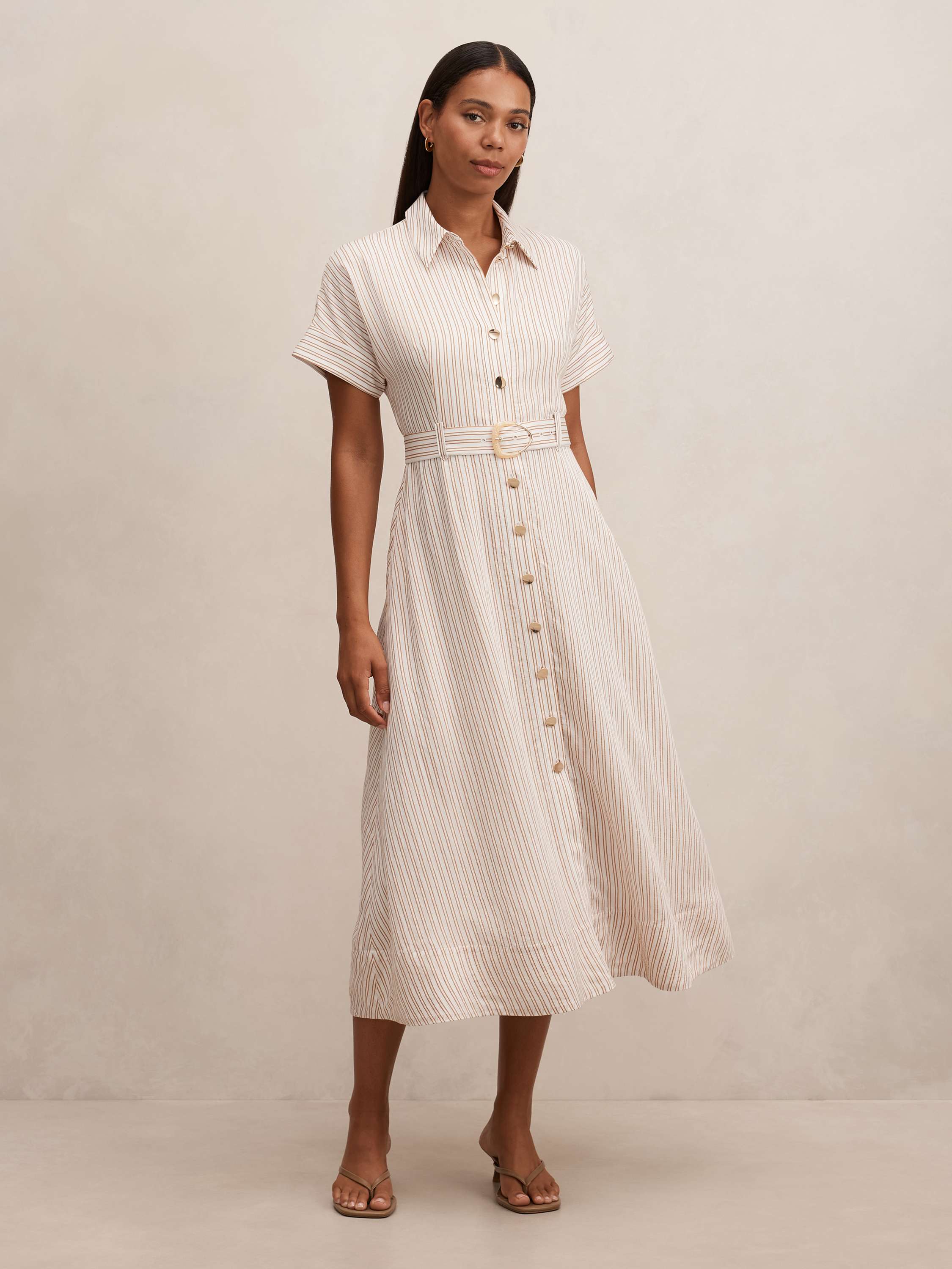Emma Stripe Shirt Midi Dress