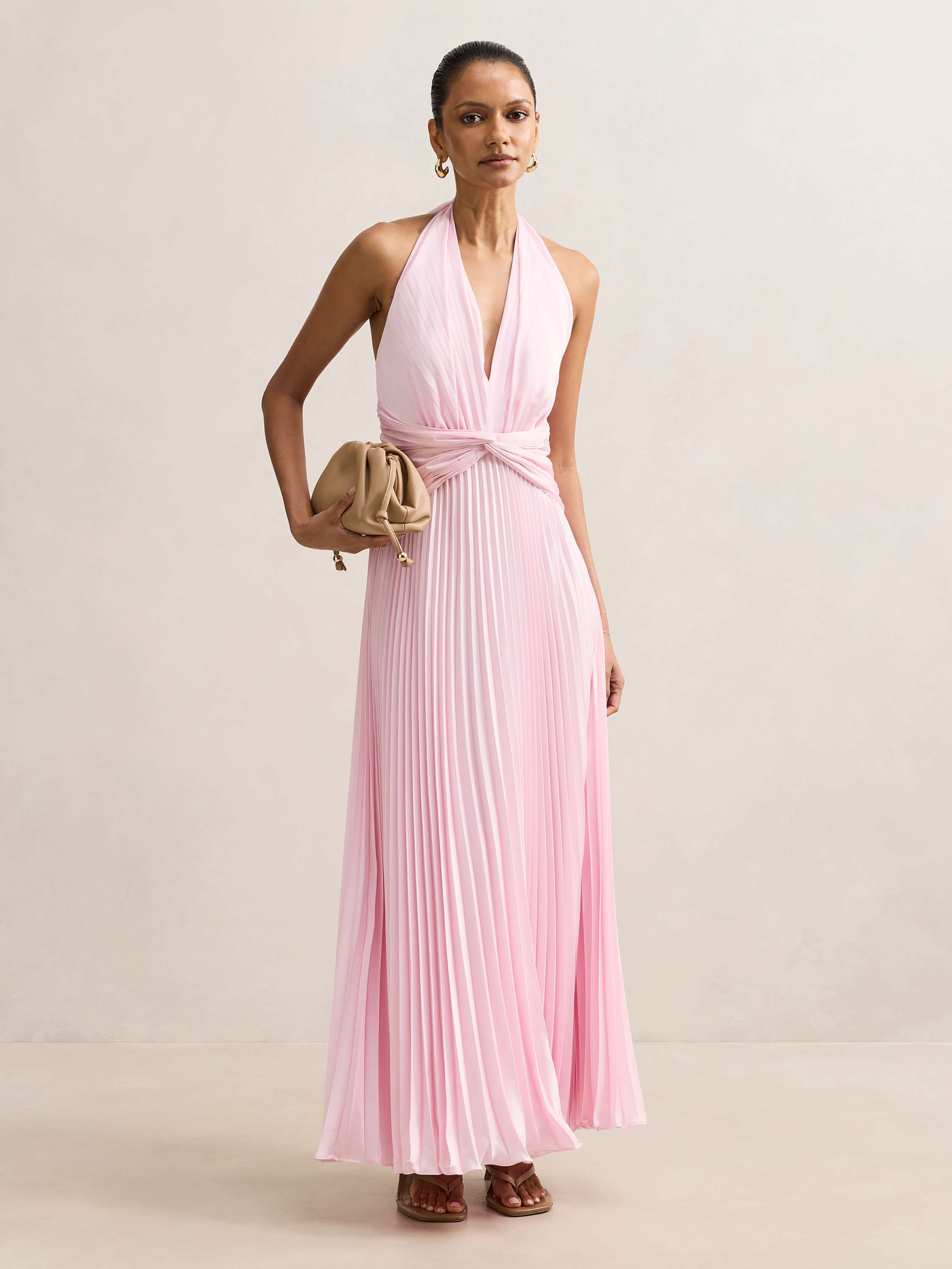 Natasha Petite Satin Halter Maxi Dress
