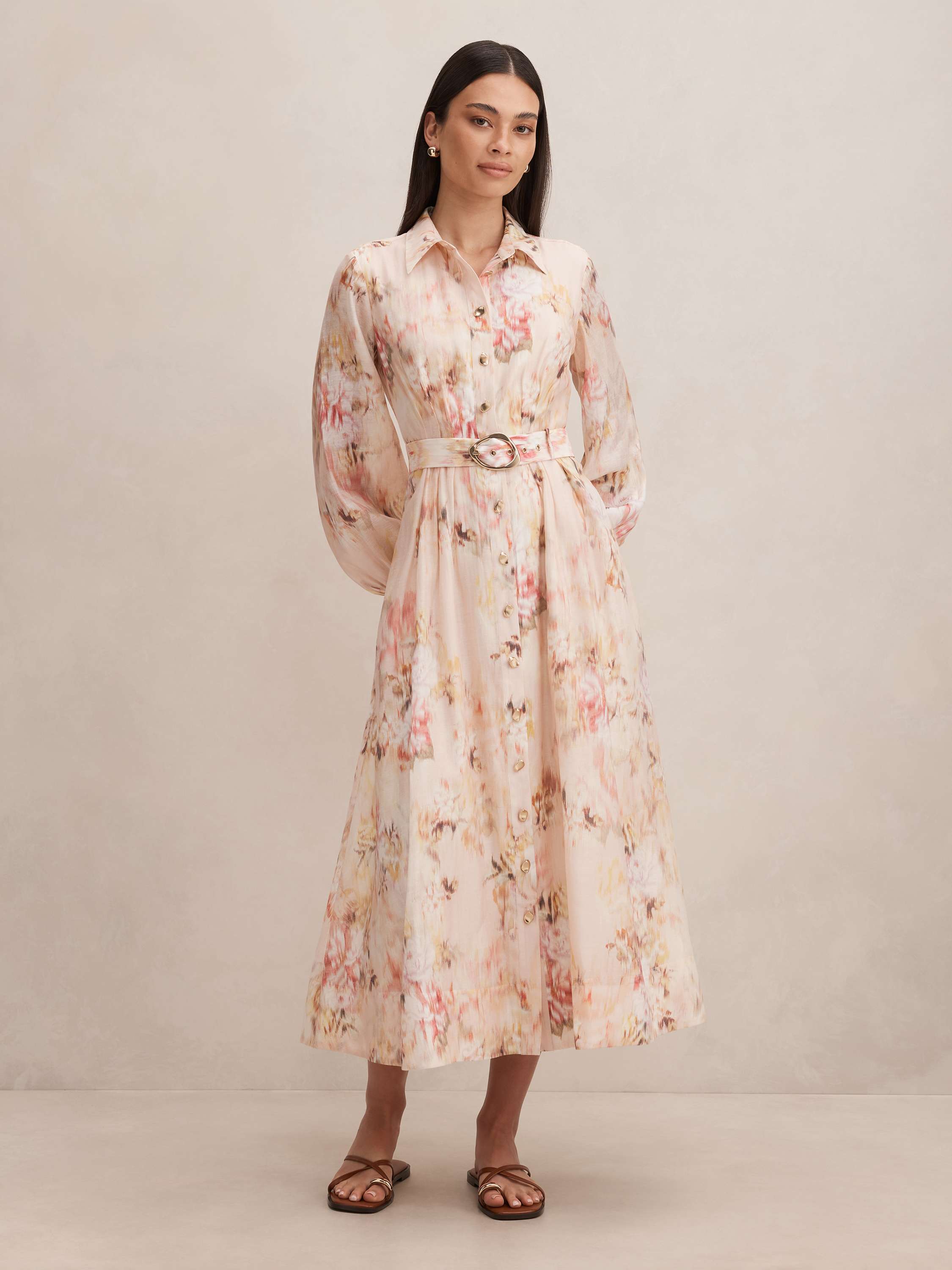 Terese Printed Shirt Midi Dress