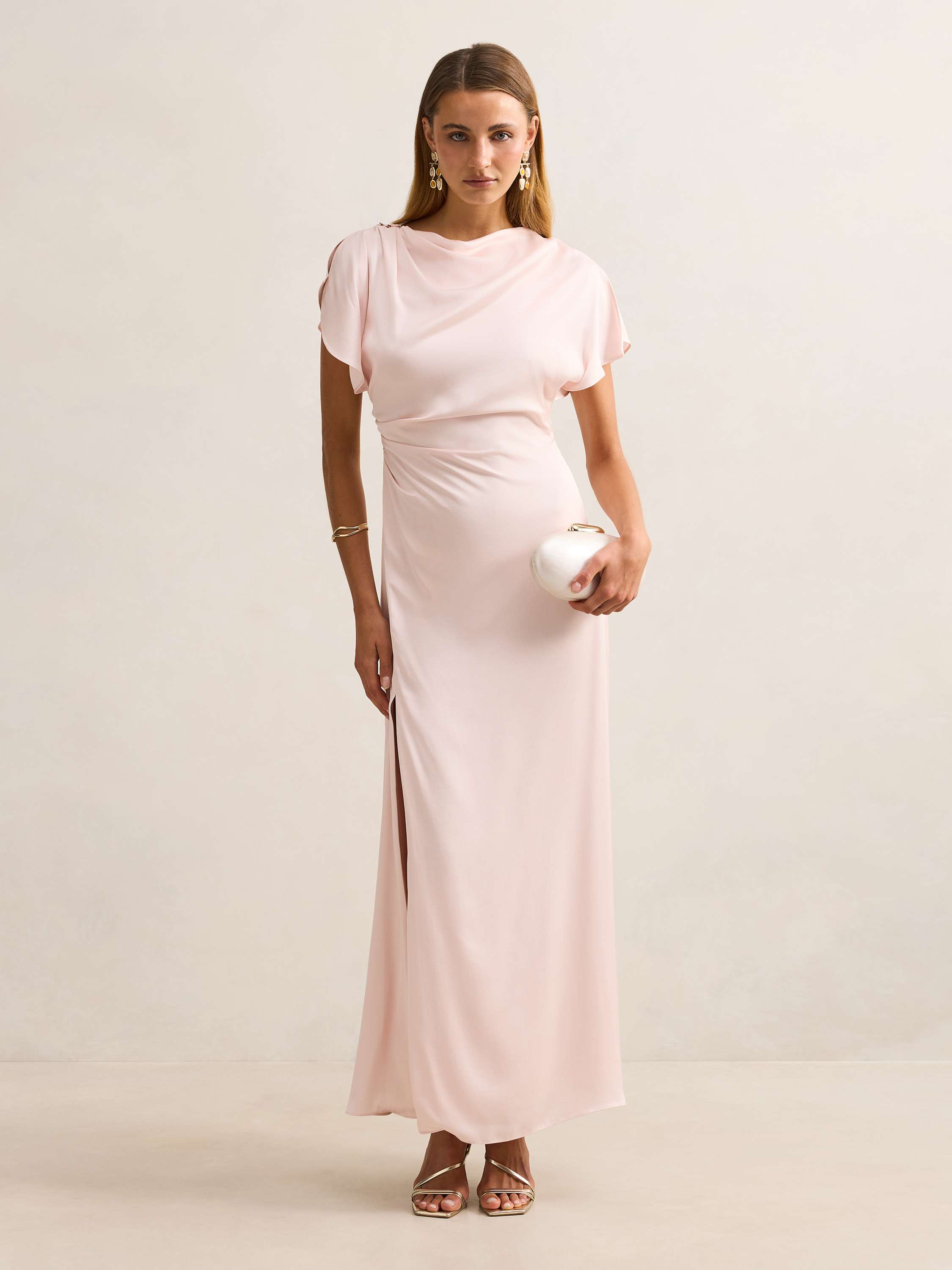Genevieve Satin Drape Maxi Dress