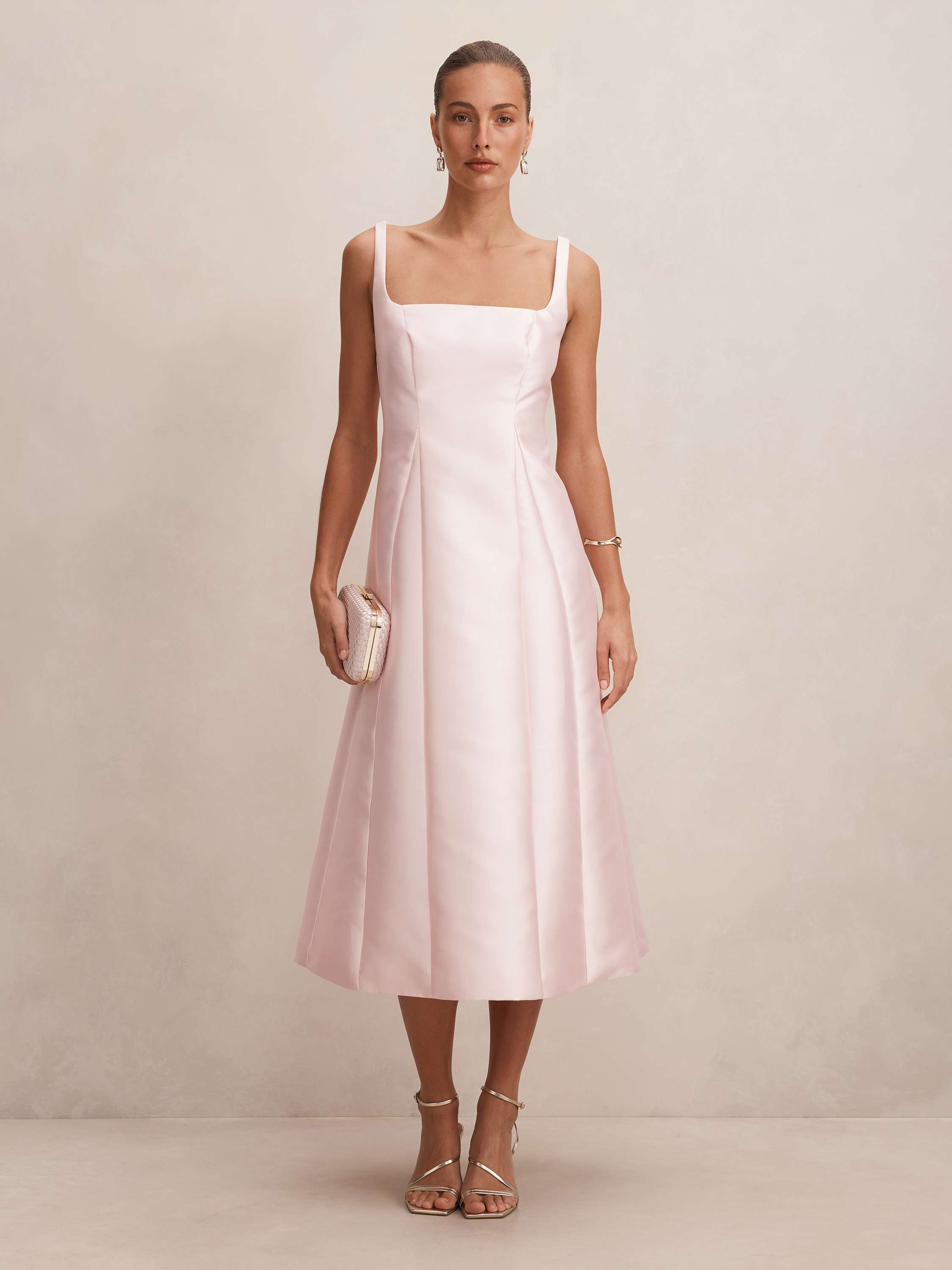 Kayla Structured Satin Midi Dress