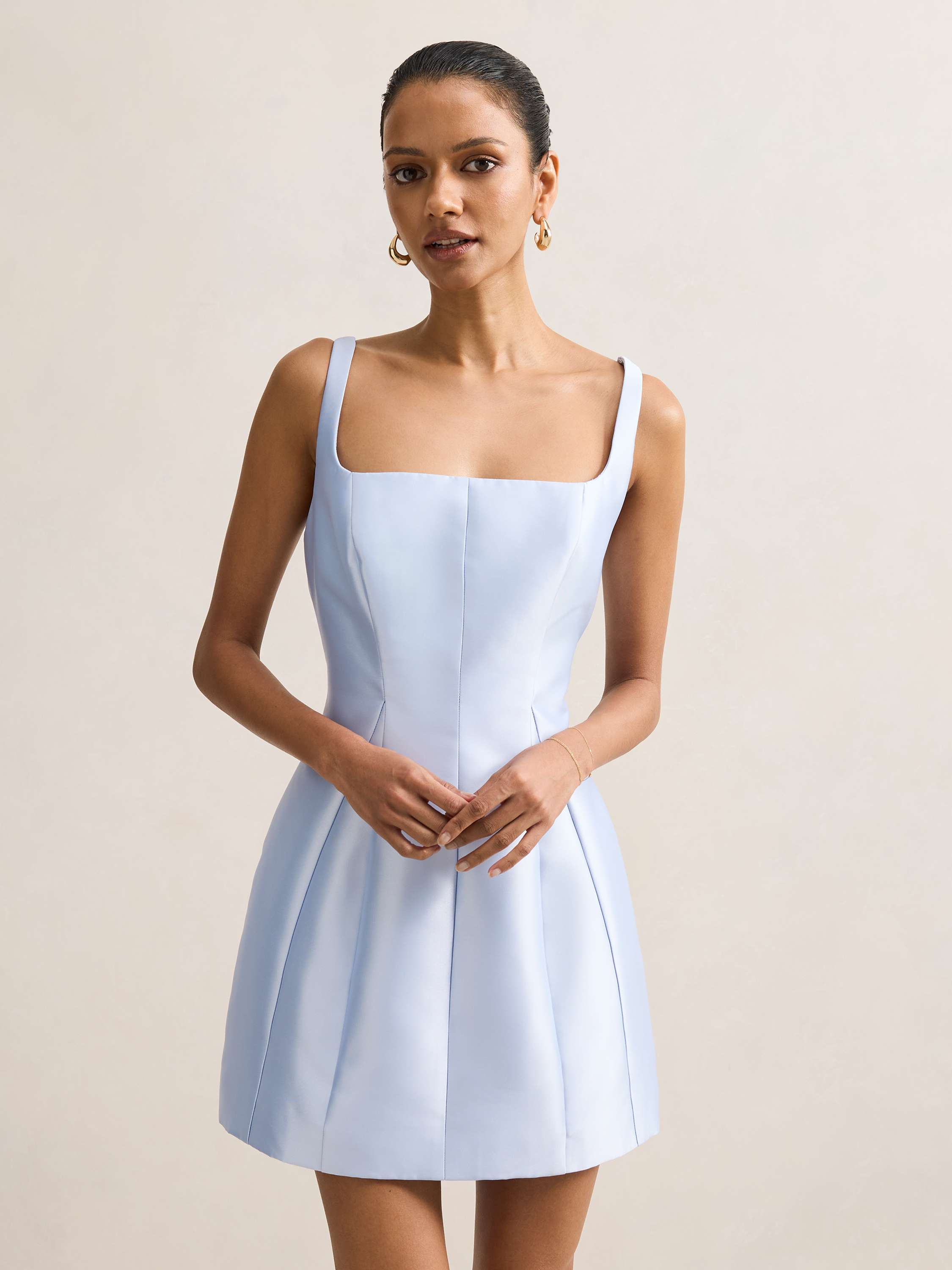 Kaitlyn Petite Structured Satin Mini Dress