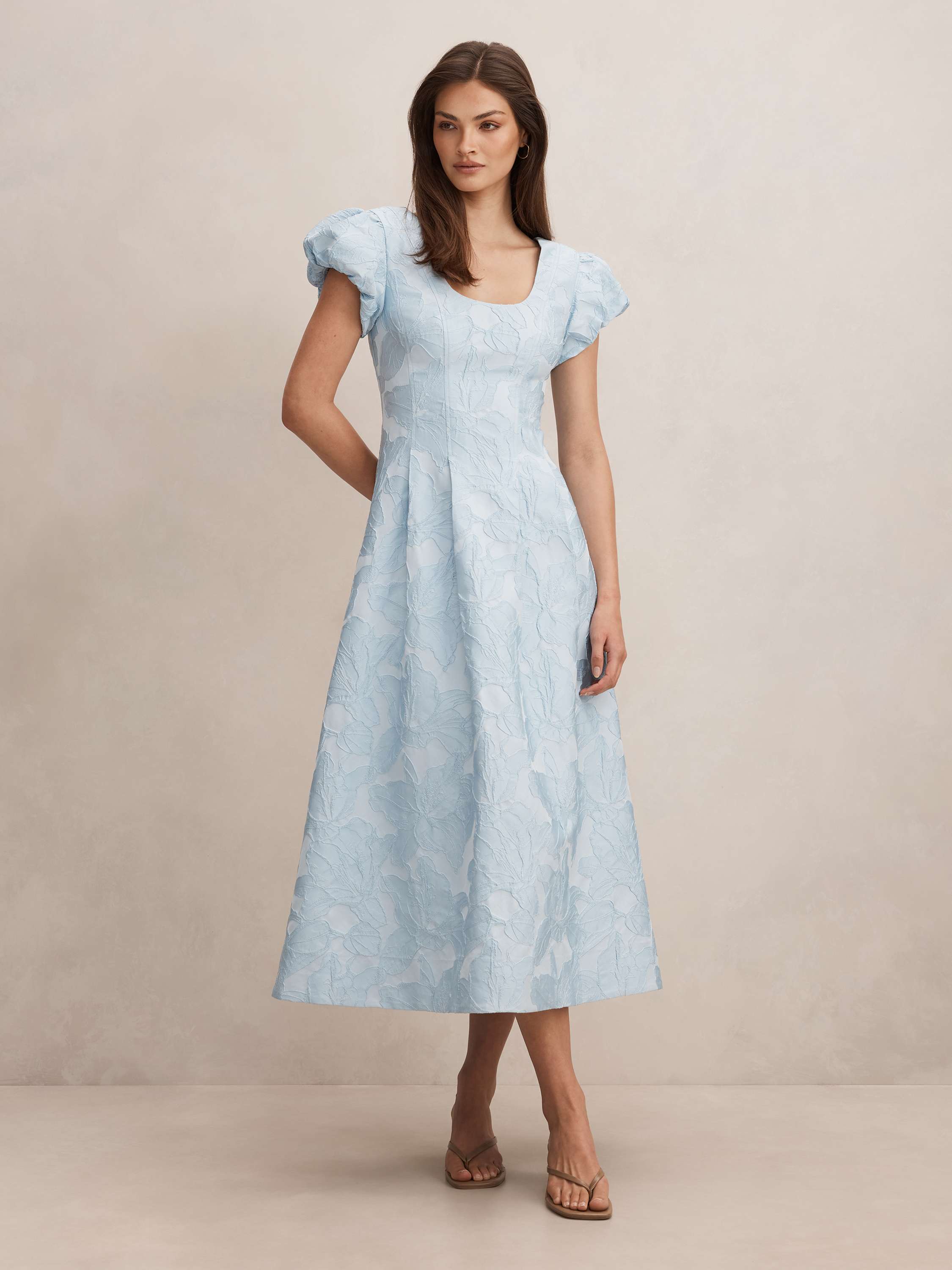 Lily Scoop Jacquard Midi Dress