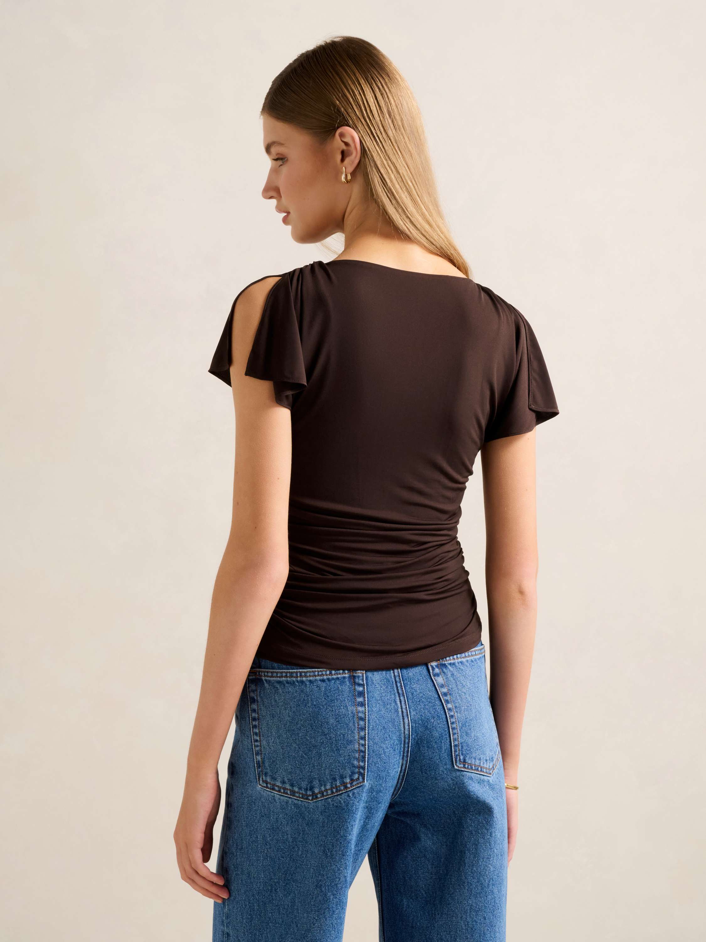 Buy Stormi Spliced Shoulder Top - Brown - Online | Forever New