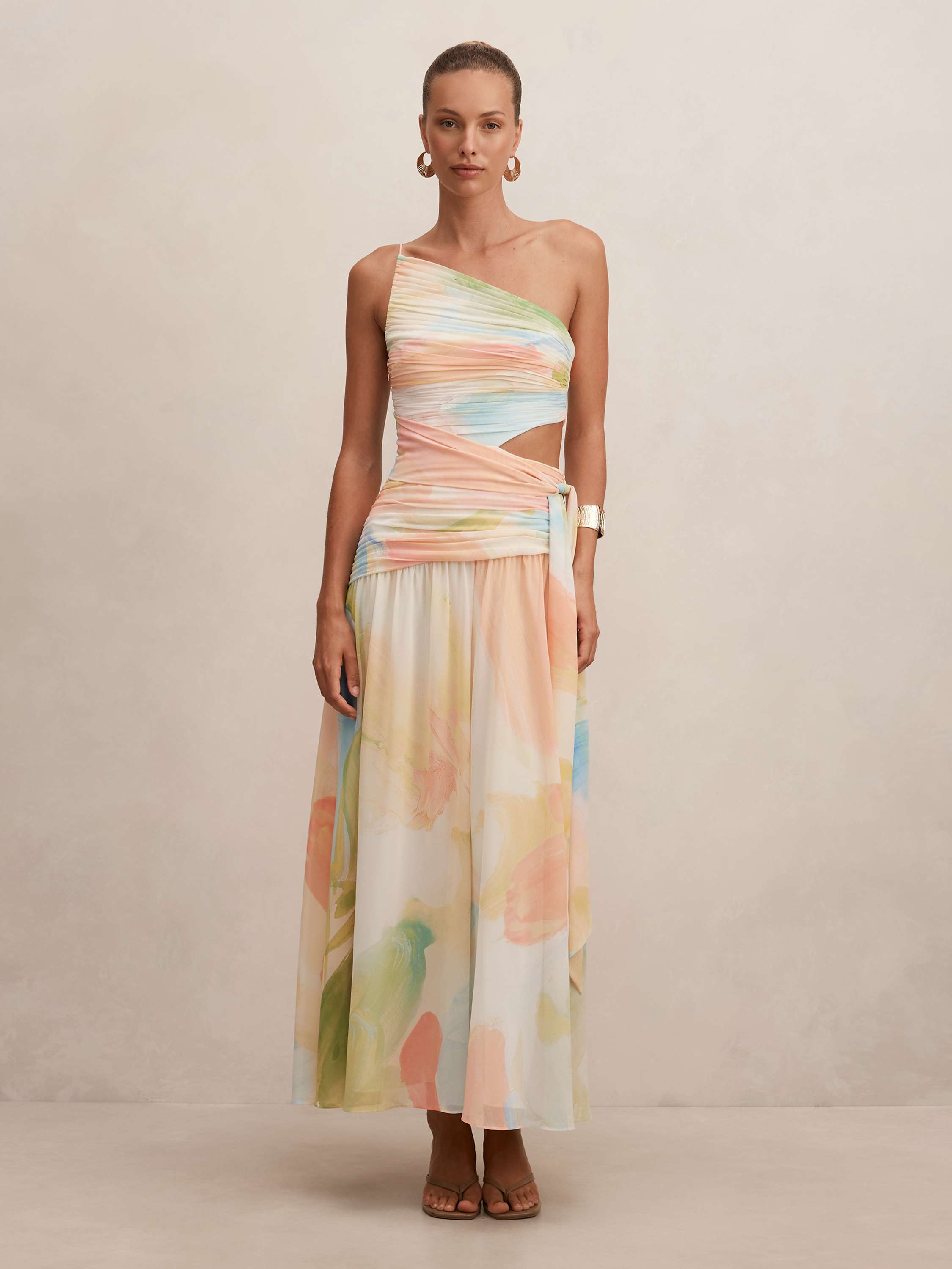 Connie Ruched Asym Maxi Dress