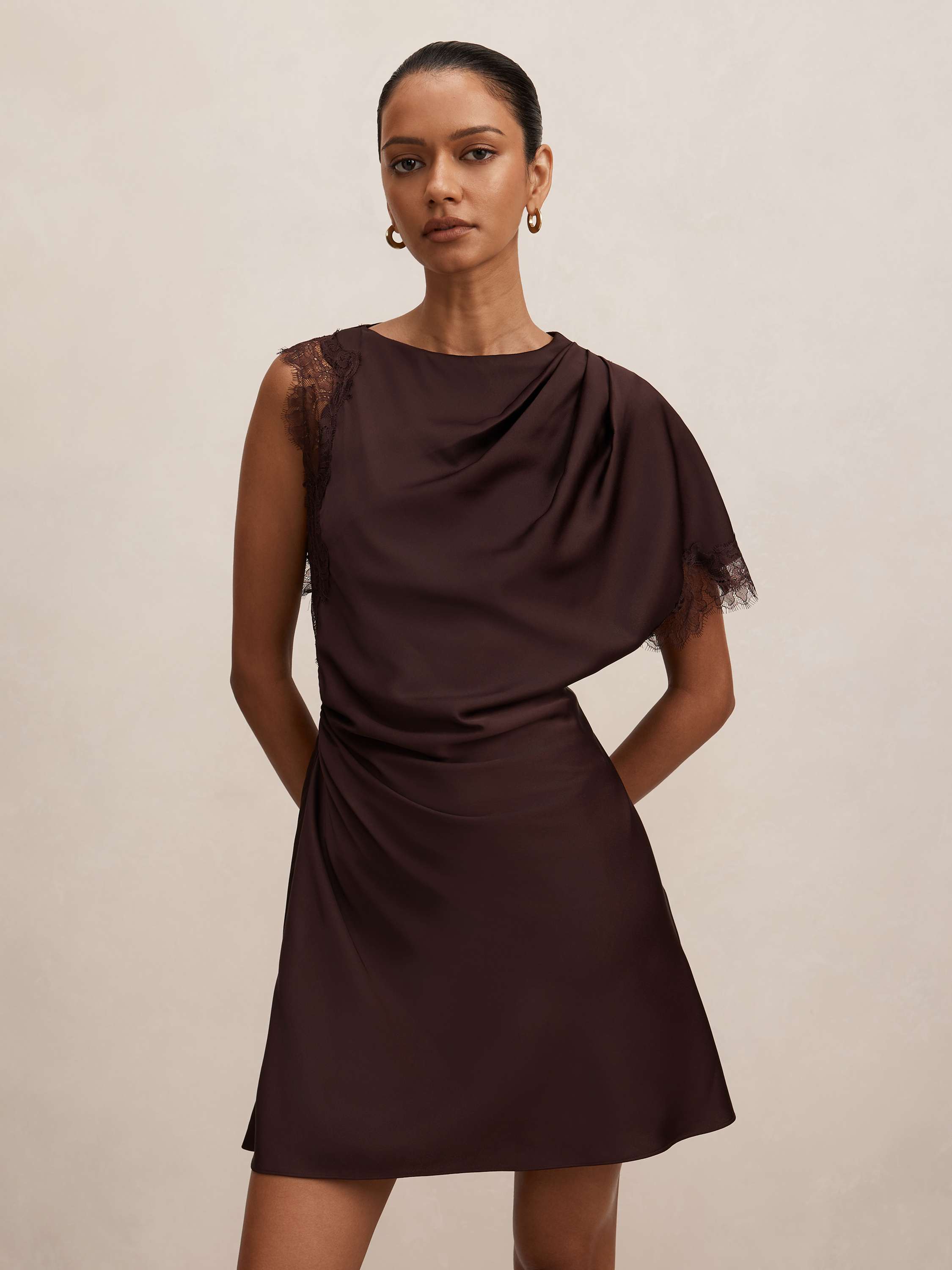 Giselle Petite Satin Lace Mini Dress