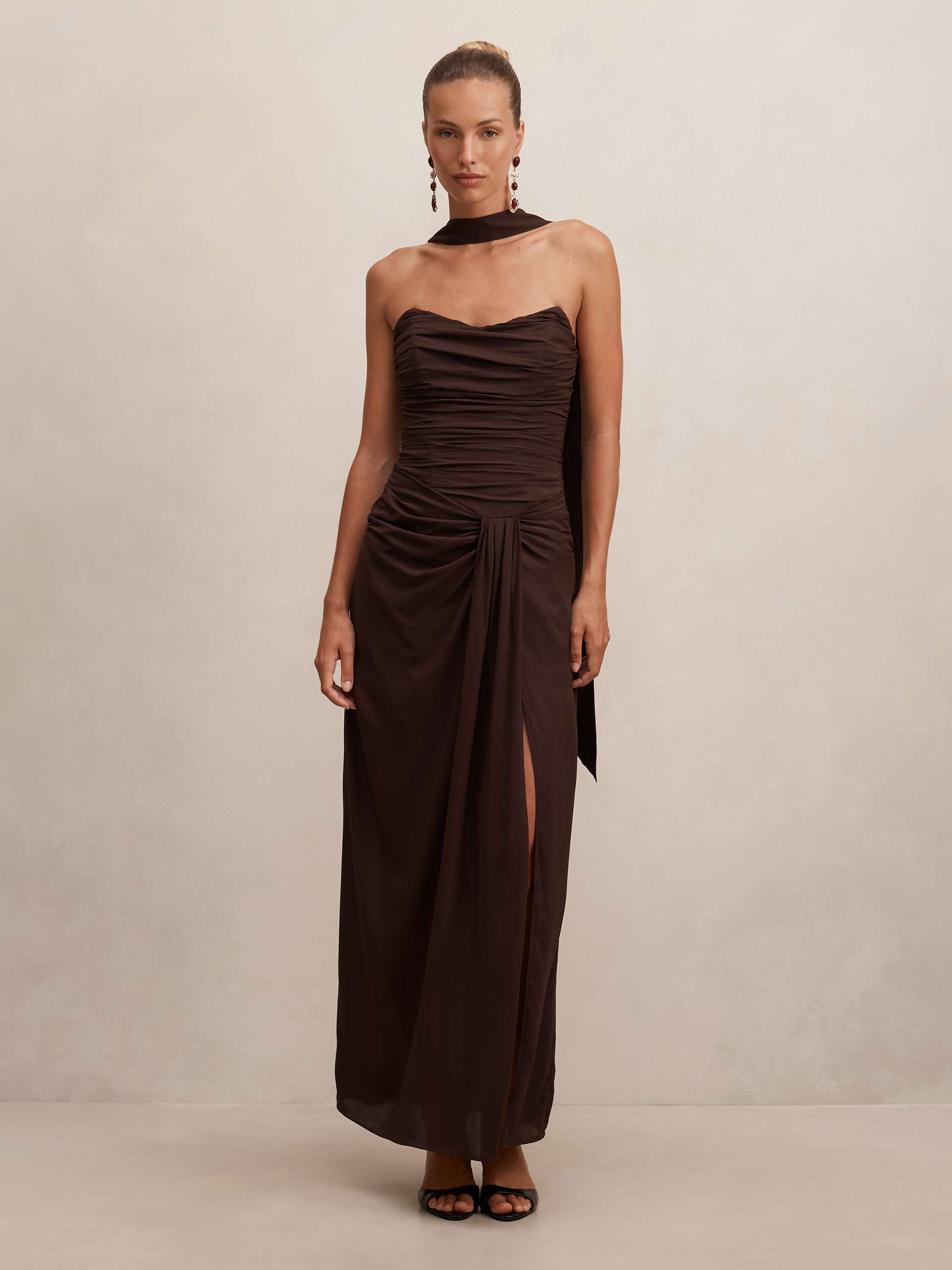 Arli Strapless Ruched Maxi Dress