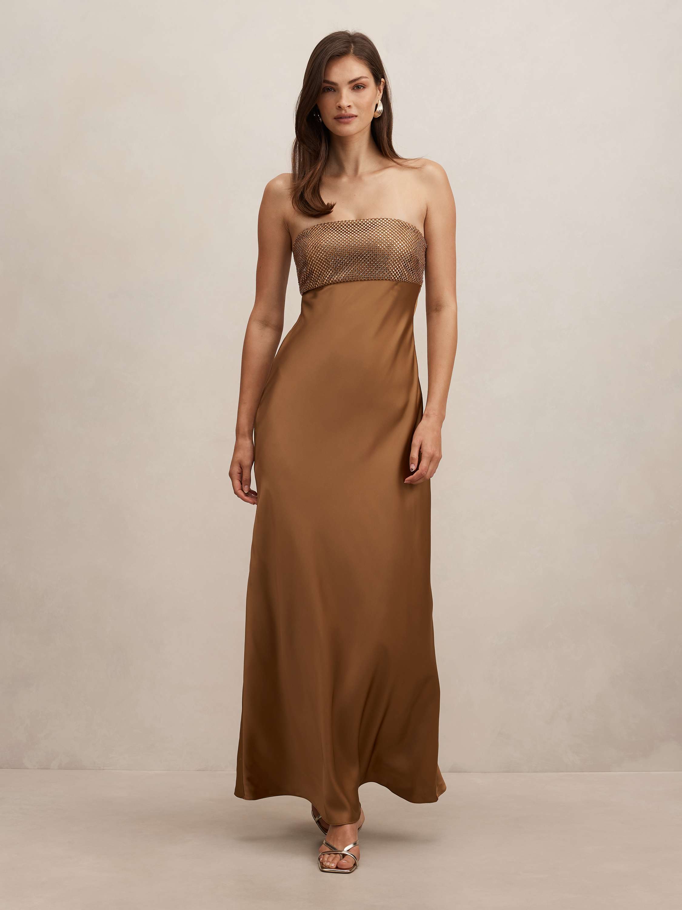 Amina Embellished Satin Maxi Dress
