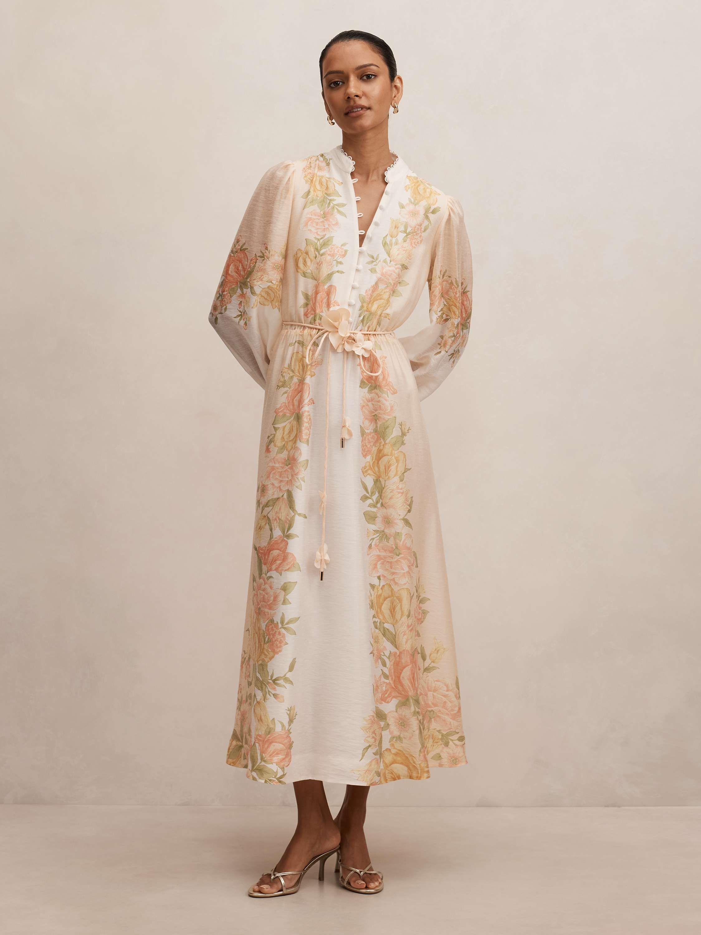 Christina Petite Floral Tie Midi Dress