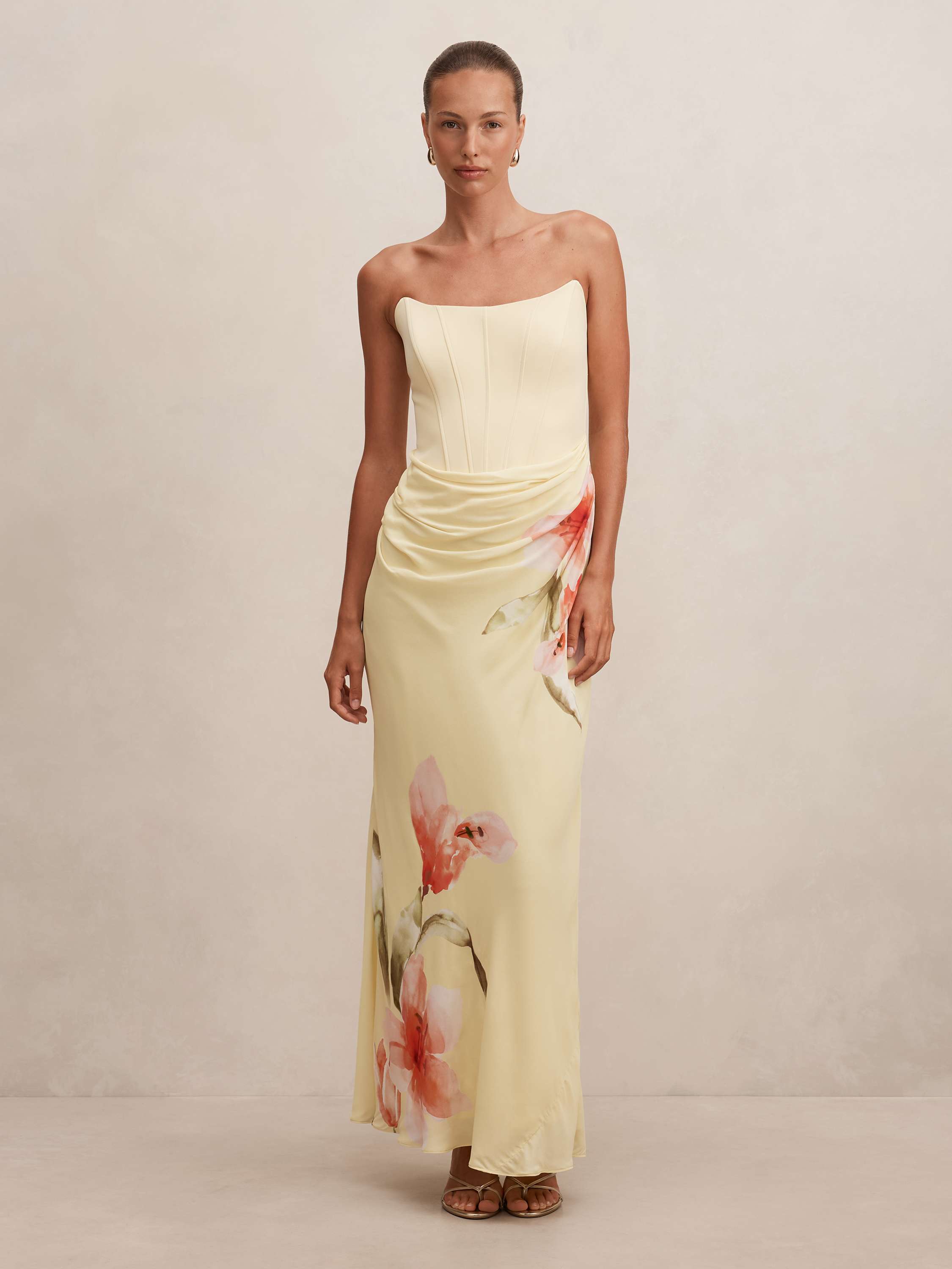 Isra Printed Strapless Maxi Dress