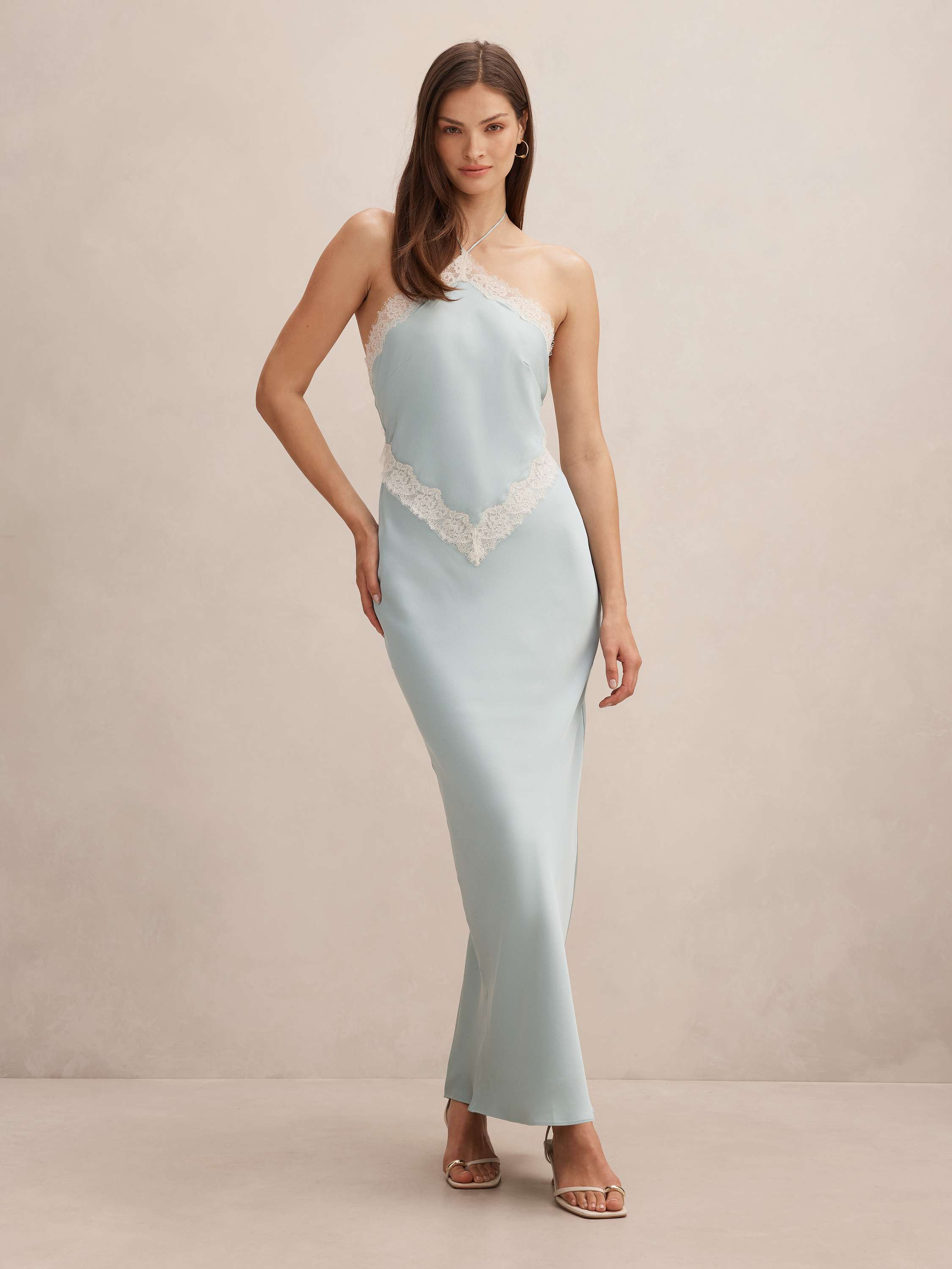 Kelli Lace Strappy Satin Maxi Dress