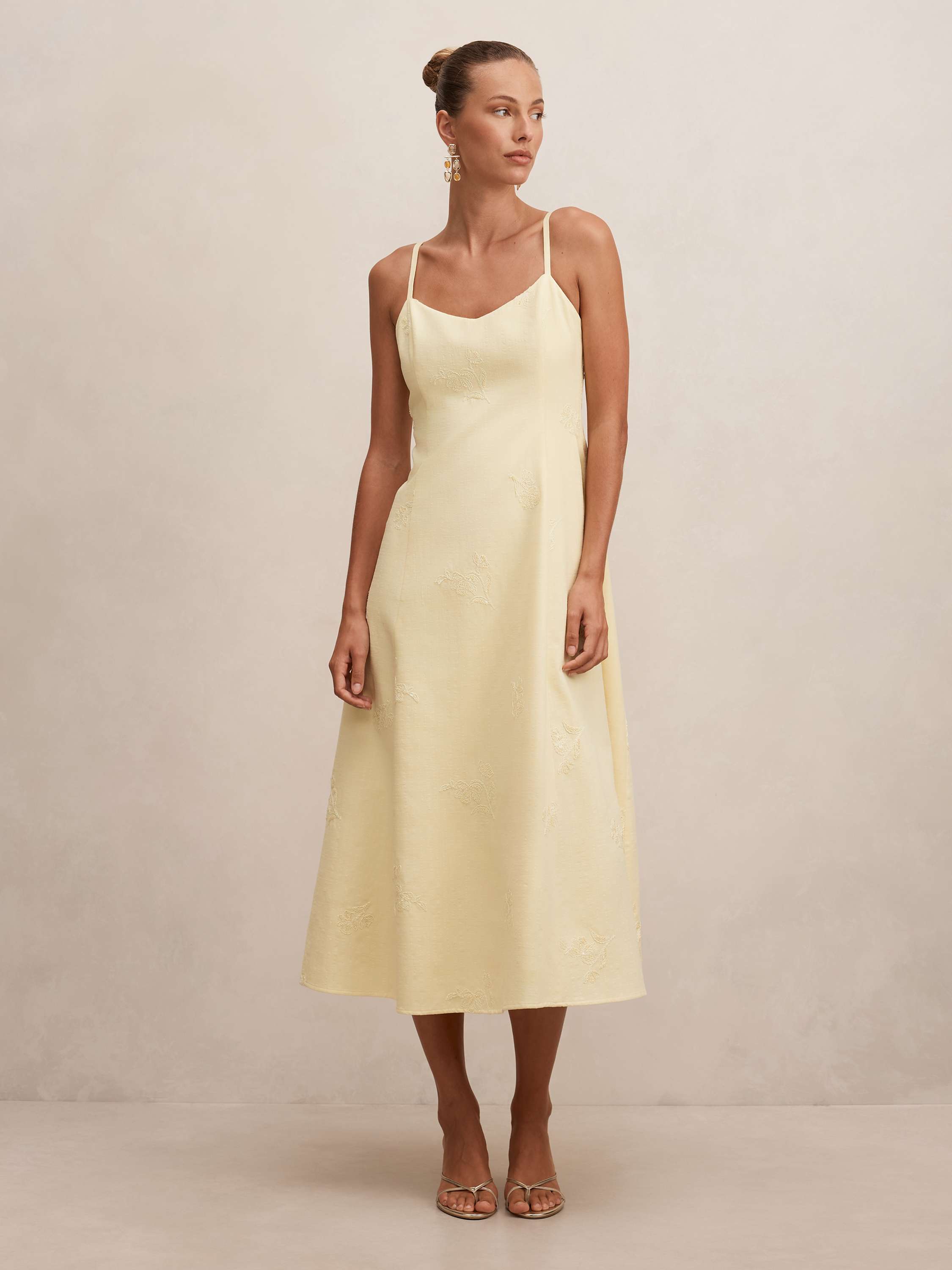 Tiffany Embroidery Sequin Midi Dress